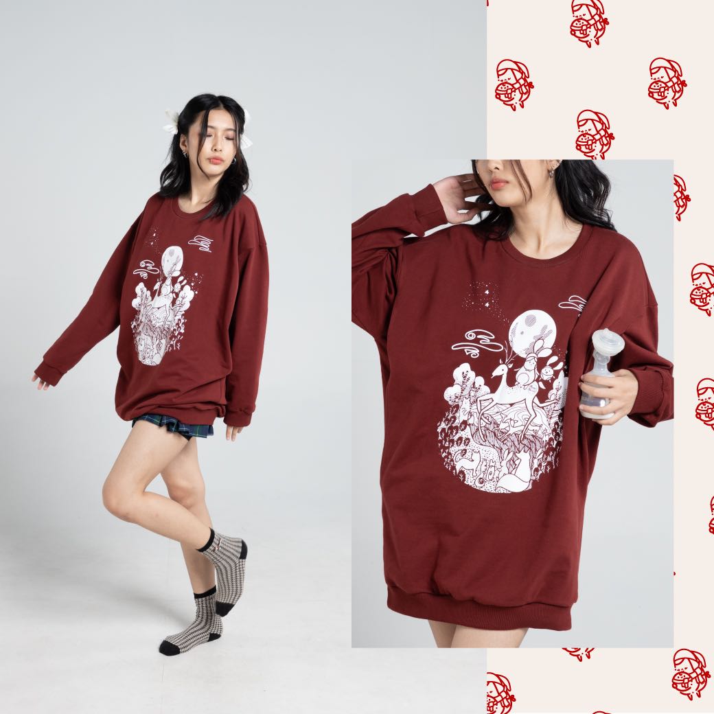 MAMA Oversized Nursing Sweatshirt | Burgundy