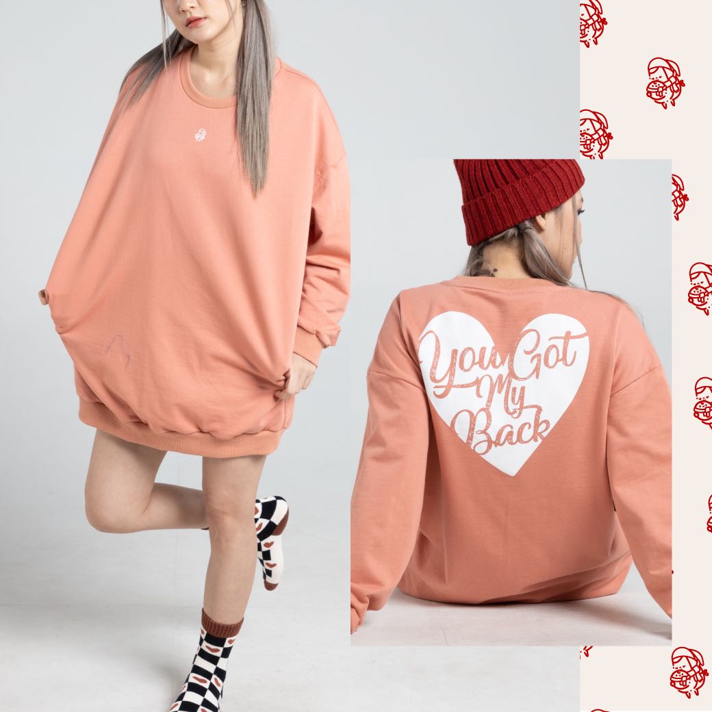 MAMA Oversized Nursing Sweatshirt | Peach