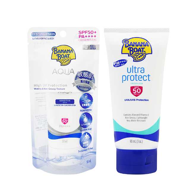 [แพ๊คคู่] Banana Boat Aqua Sensitive &Ultra Protect Sunscreen Lotion SPF50+PA+++ (90ml.) AFS22+E115R