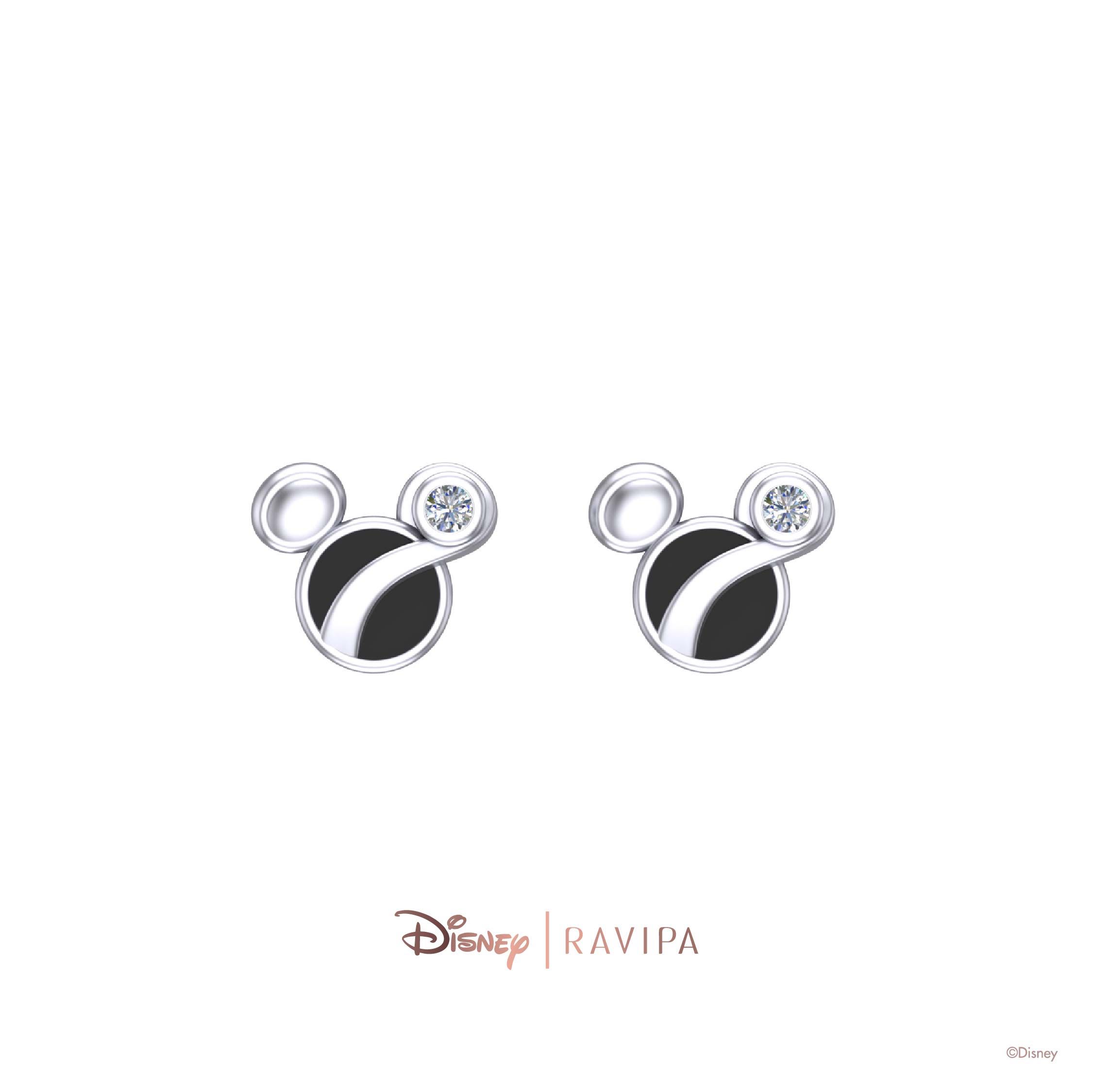 Silver Magical Mickey Mouse Diamond Earrings