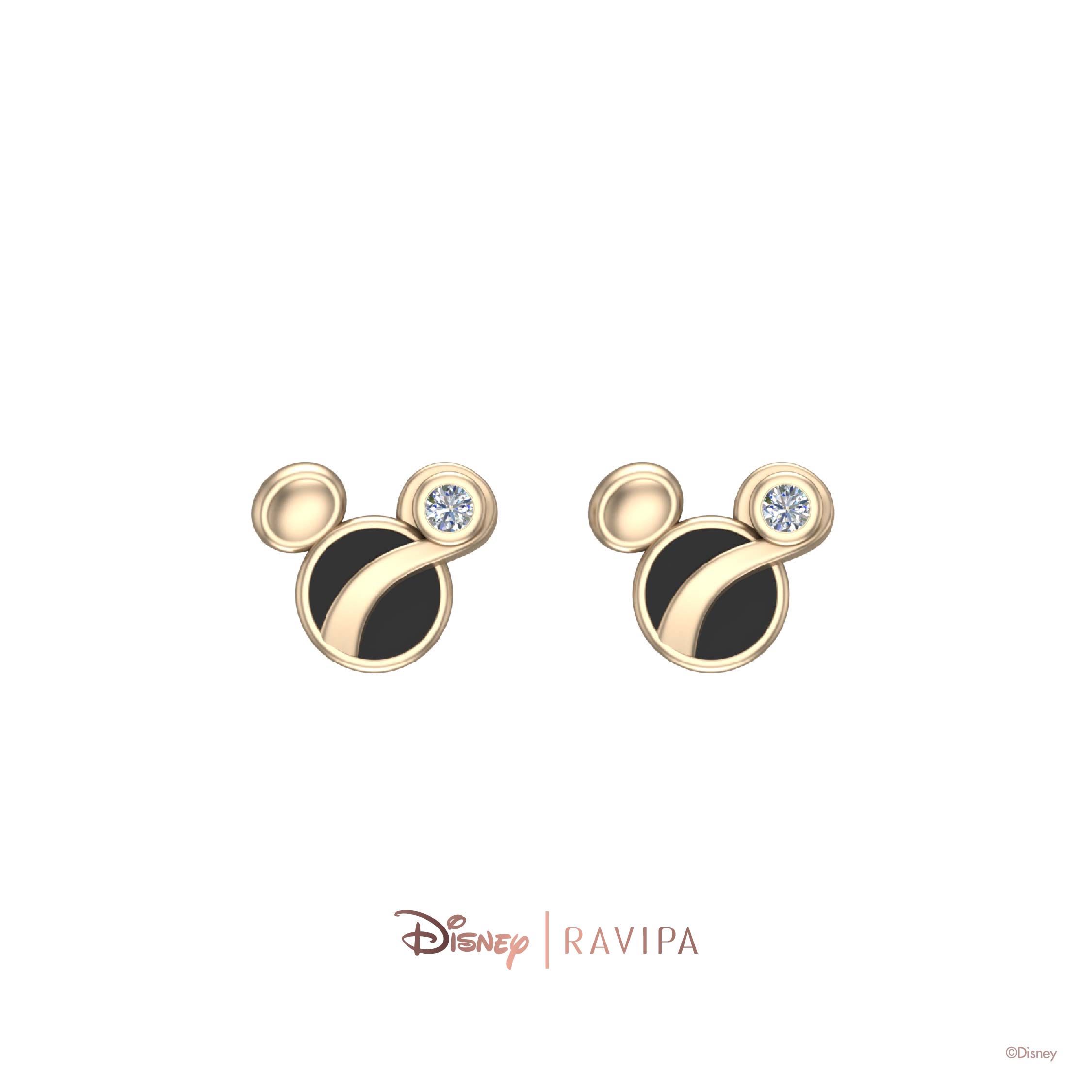 Gold Magical Mickey Mouse Diamond Earrings