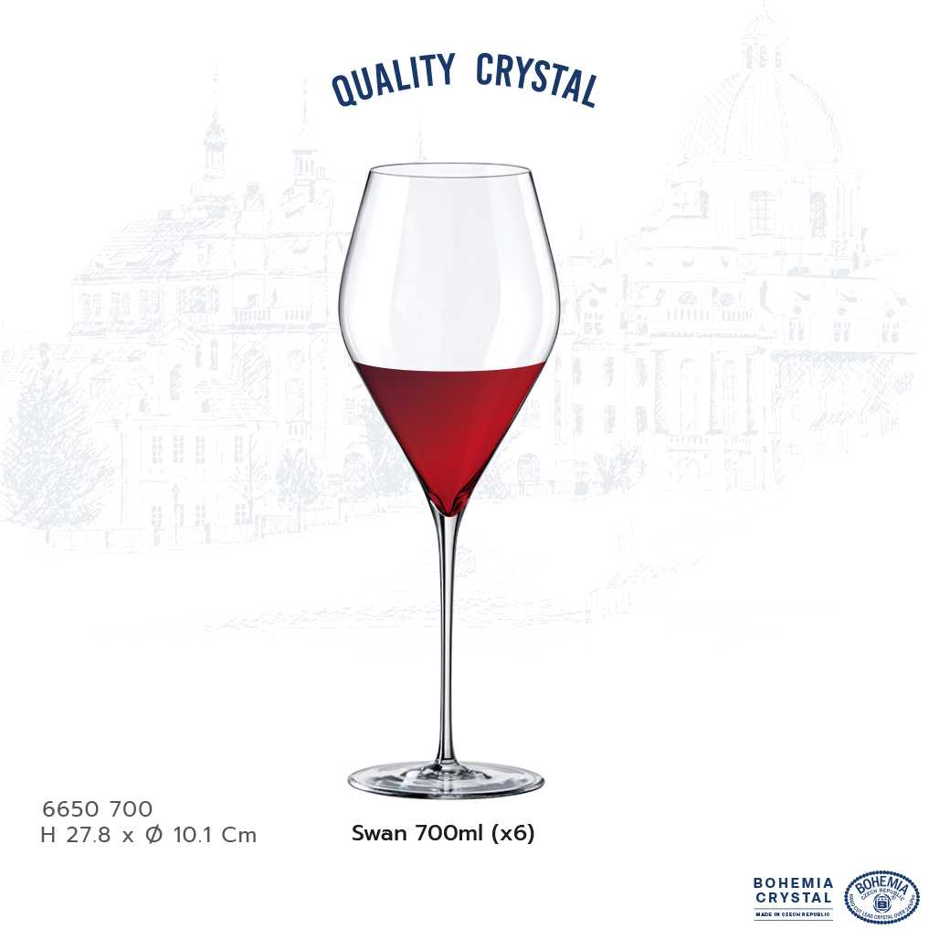 (เซตกล่อง 6 ใบ) แก้วไวน์Swan Bordeaux 700 ml