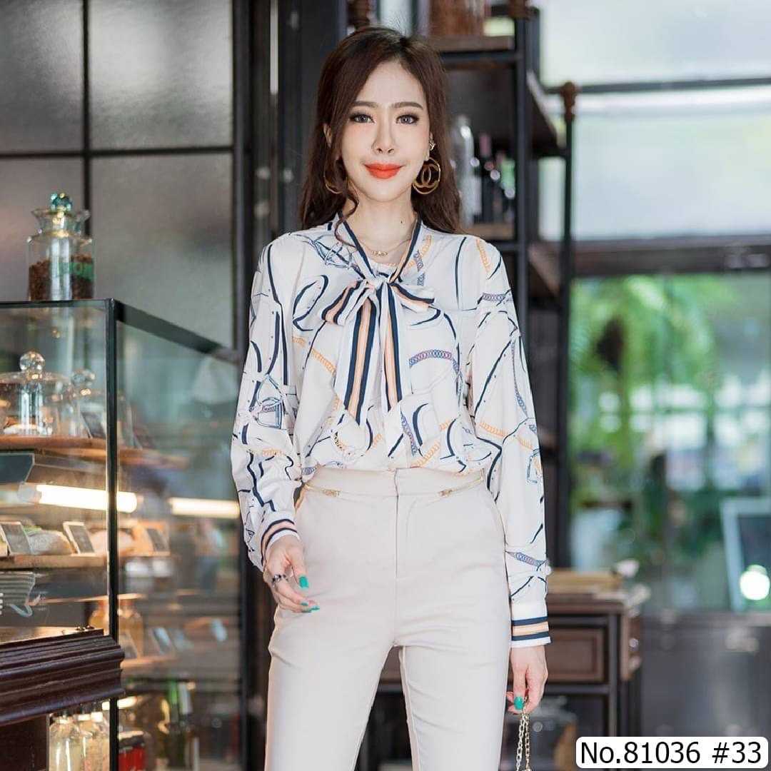 Vertier เสื้อแขนยาว No. 81036 พิมพ์ลาย ผ้านิ่ม Poly