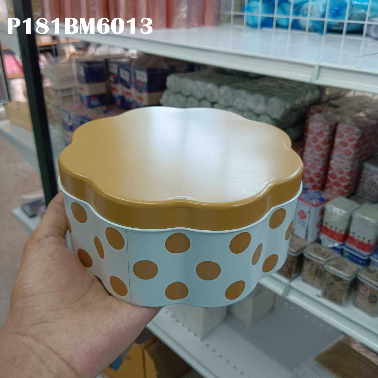 P181BM6013 กล่องคุ้กกี้ทรงดอกไม้ สีน้ำตาล (1 ใบ ปลีก) (ลัง12ใบ)