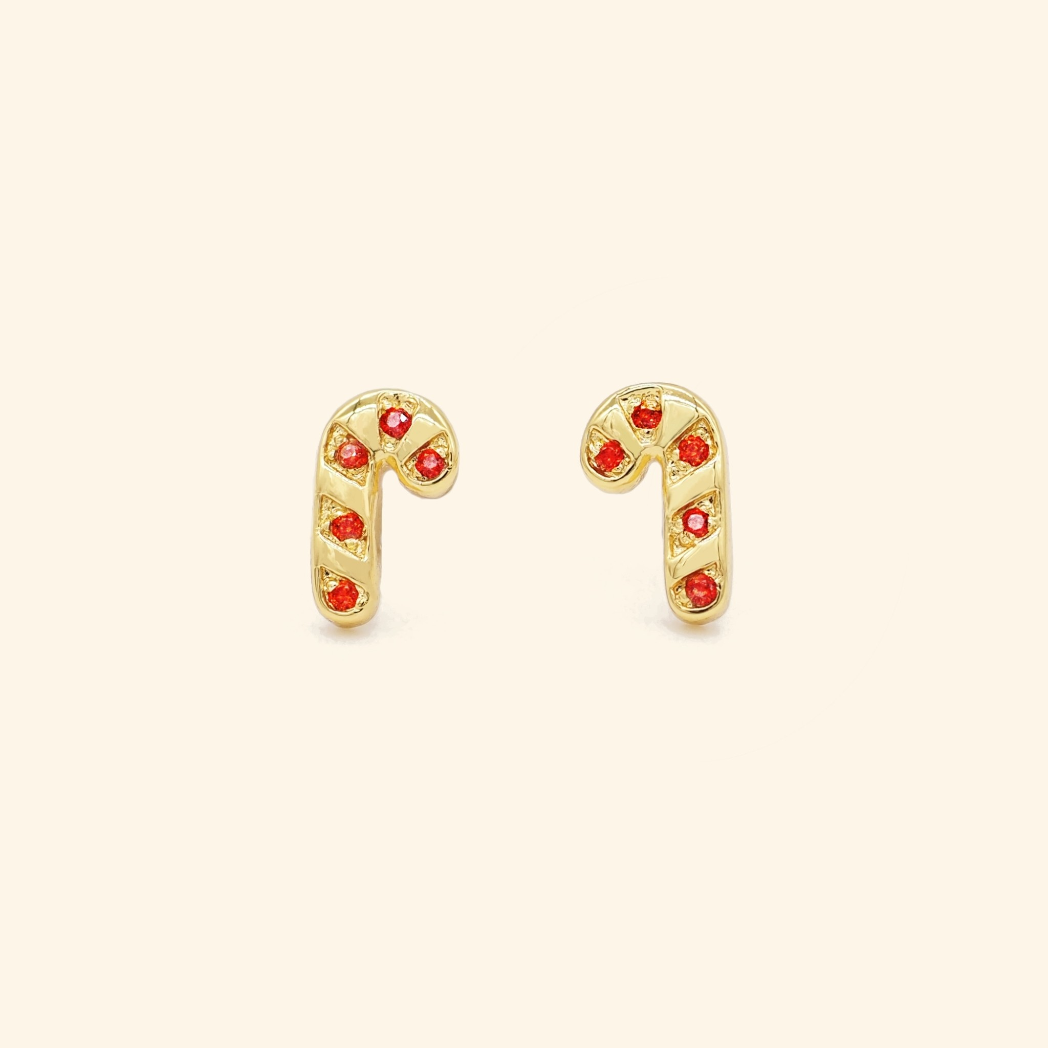 ต่างหูก้านอมยิ้มไม้เท้า (Crystal Candy Cane Stud Earrings)