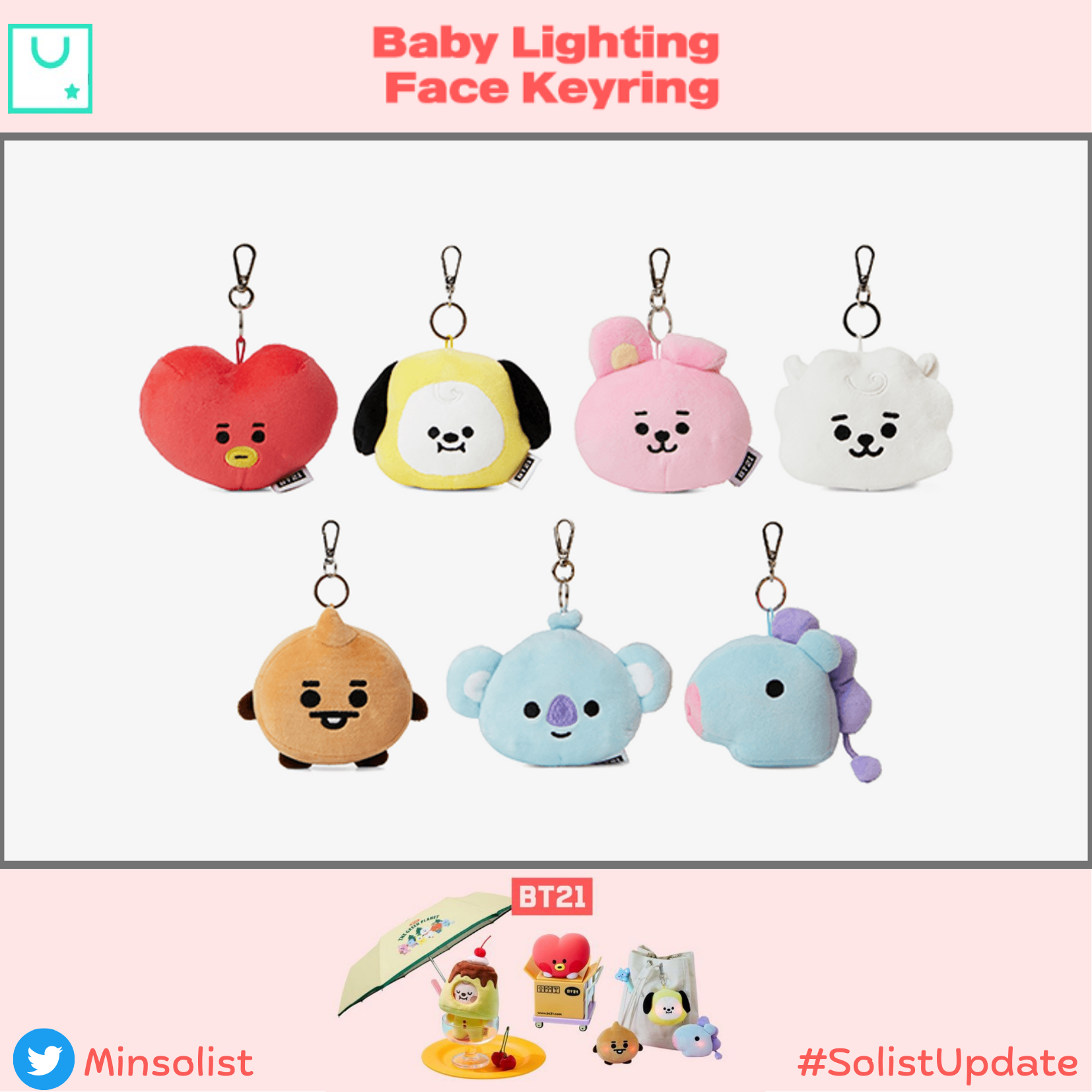 Bt21 face keyring best sale