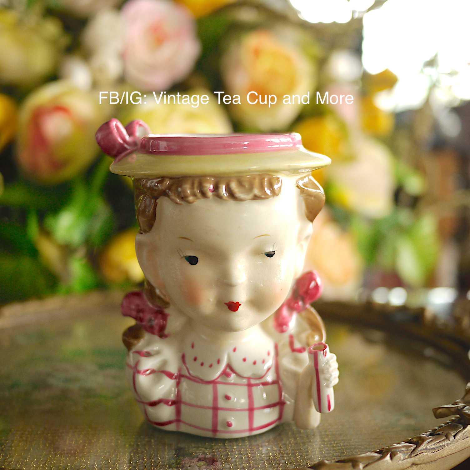 Vintage Japanese LADY HEAD VASE