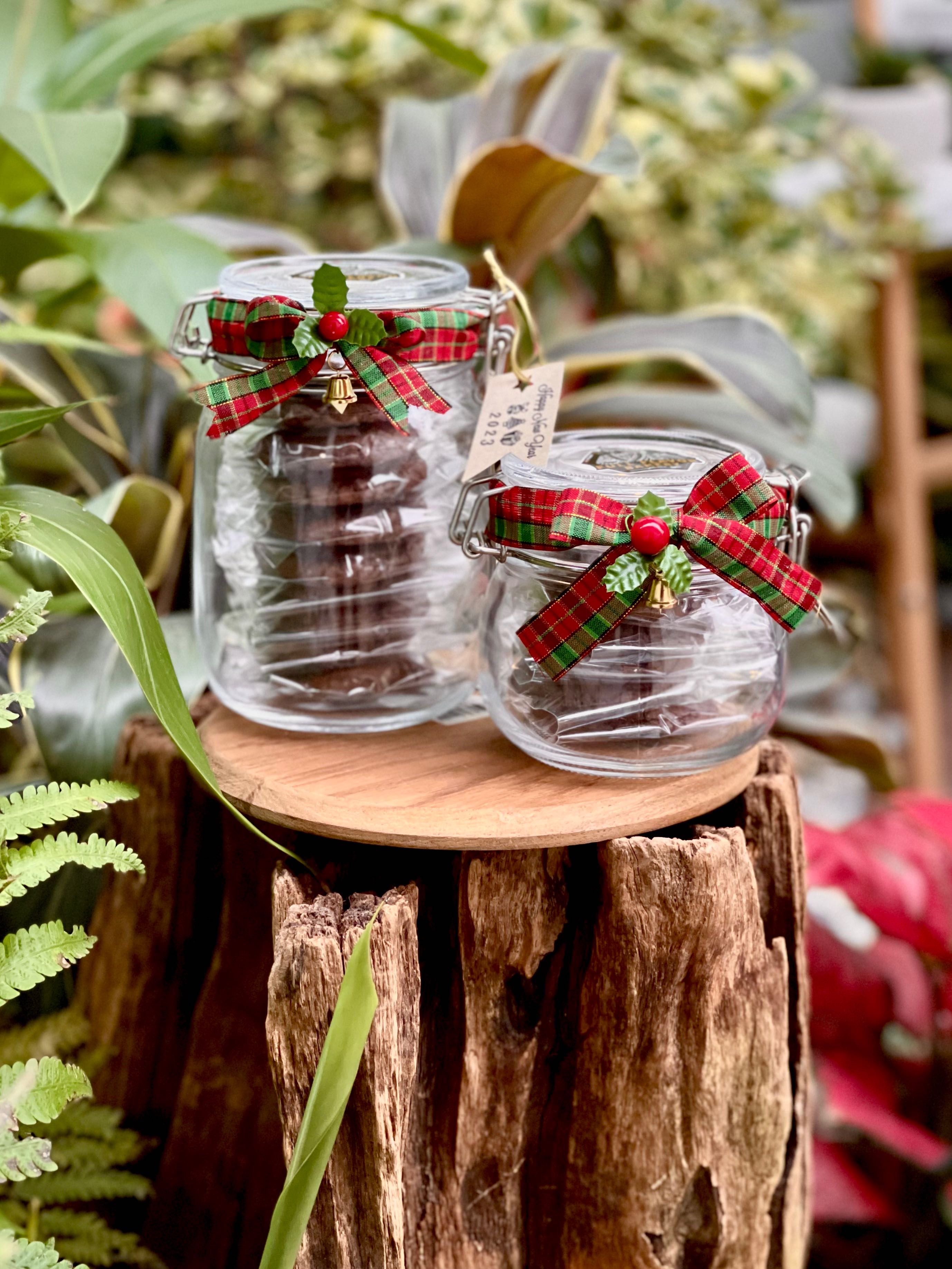Chocolate Brownie Cookies in Glass Bottle