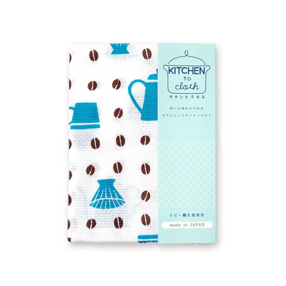 [02135] Fukin ผ้าใช้ในครัว - ลายกาต้มน้ำ ดริปเปอร์ และเมล็ดกาแฟ コーヒー