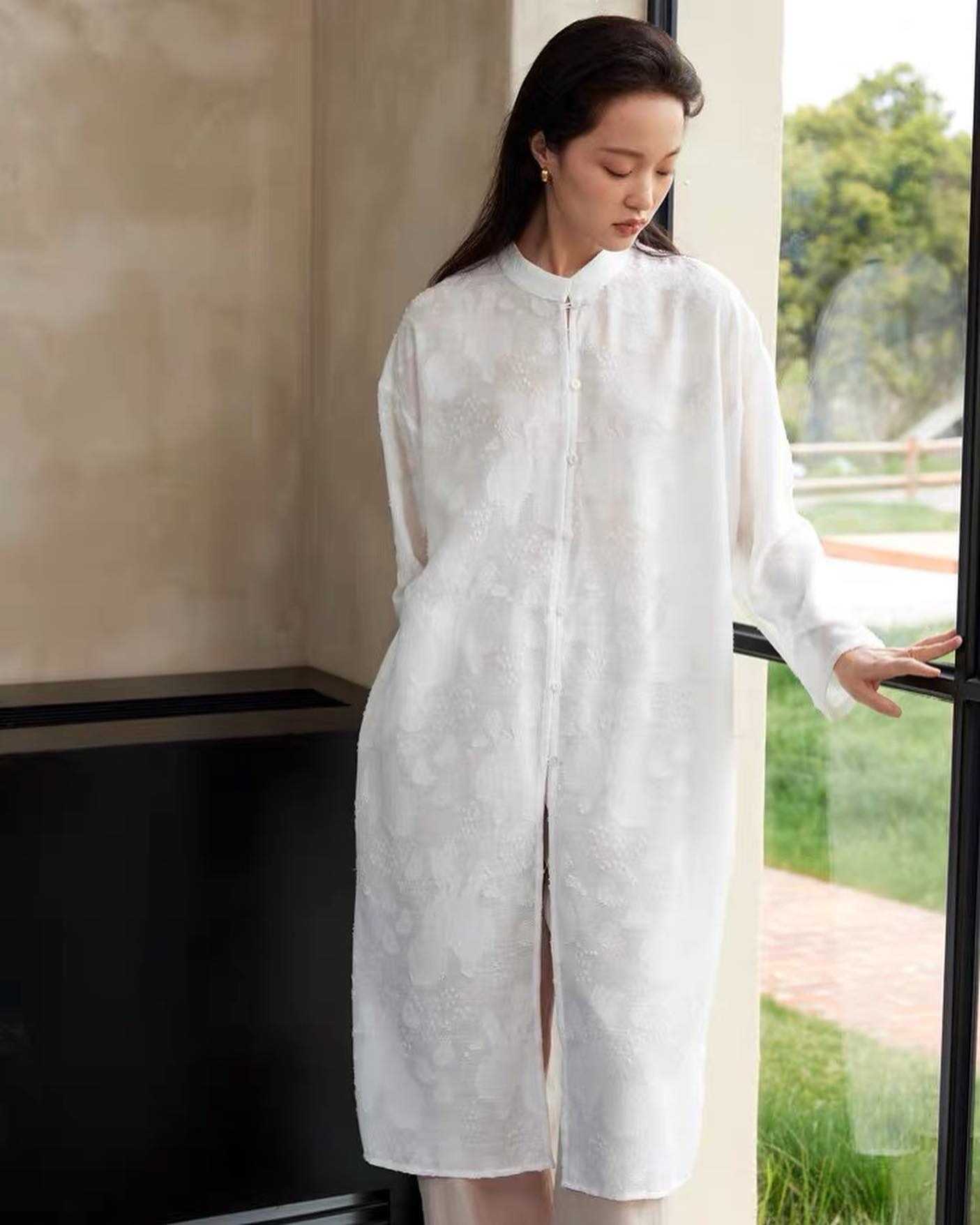 TAORAN women's midi shirt dress