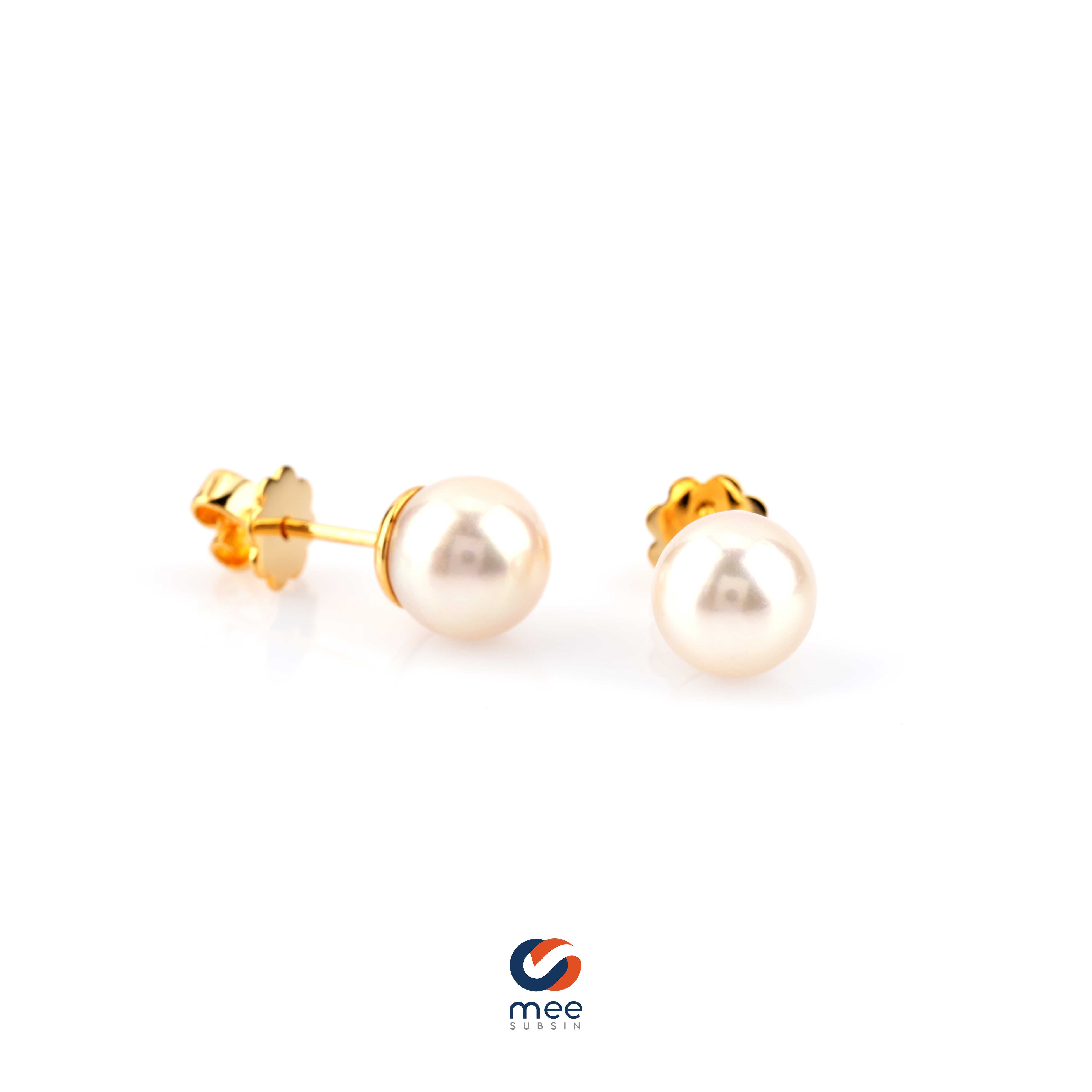 Sea Water Pearl | ต่างหูมุกน้ำเค็ม 9 มิล ตัวเรือนทองคำ 18k [ER220024]