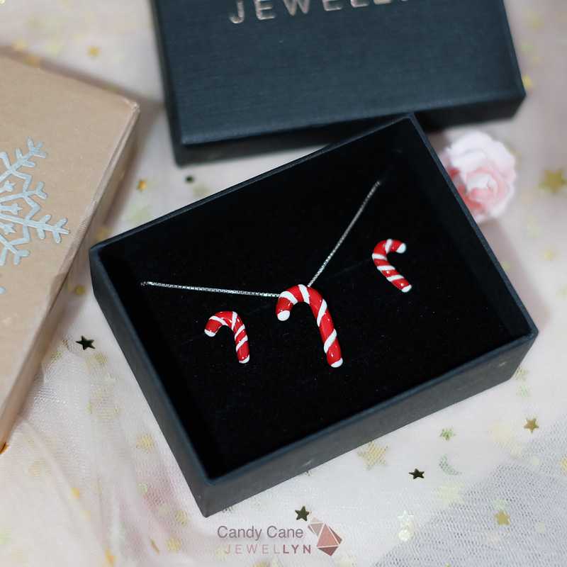 SET Candy Cane Pendant and Earrings