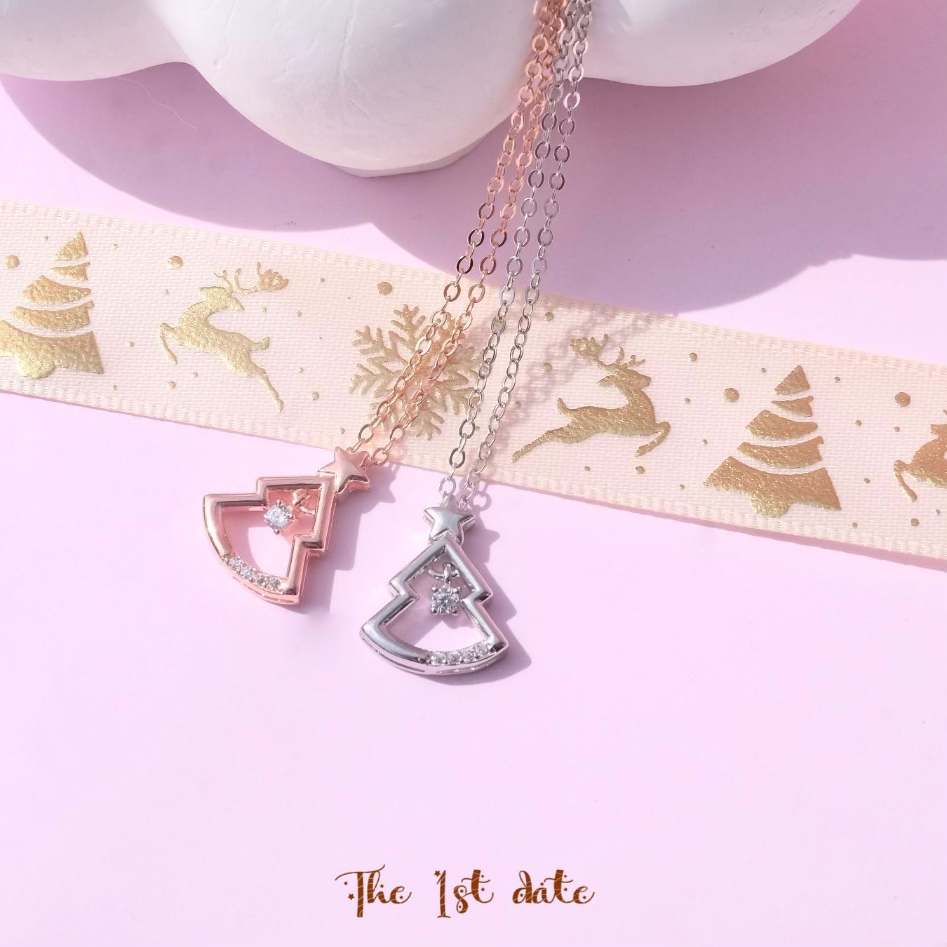 สร้อยคอรุ่นSnowy Christmas tree-ส่งฟรี(เงินแท้92.5%)