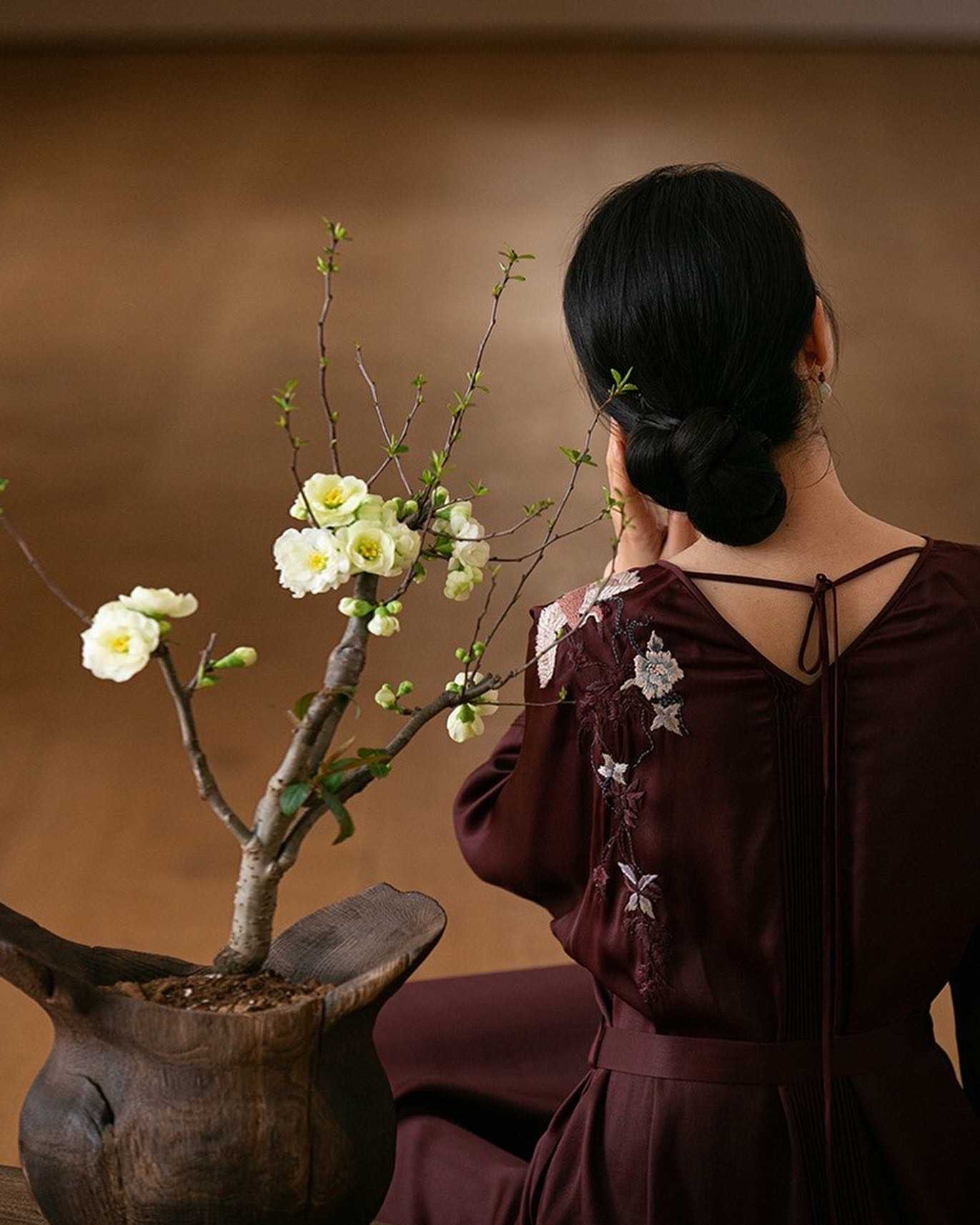 Muyi Yu original design women's silk hand-embroidered red yarn [Xiangyun yarn dress] loose shadow