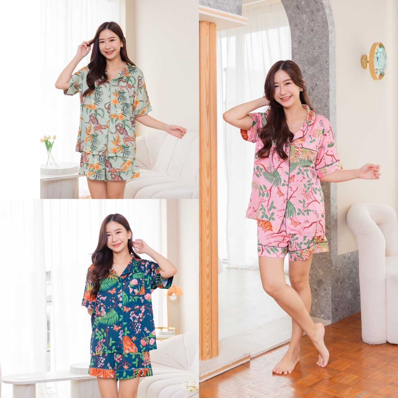 ชุดนอนผ้า Silk satin เนื้อผ้านุ่มลื่น ใส่สบาย (รุ่น N836 N837 N838)