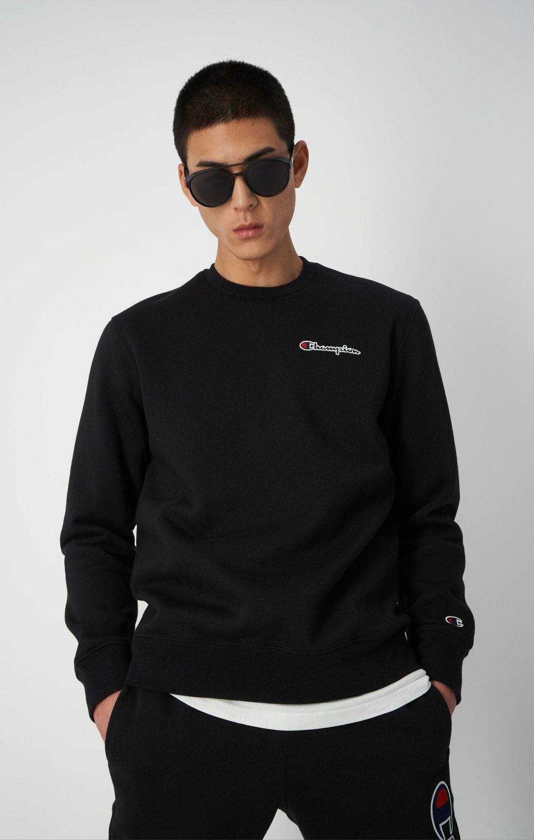 CHAMPION  ORGANIC COTTON BLEND SCRIPT LOGO BACK SWEATSHIRT