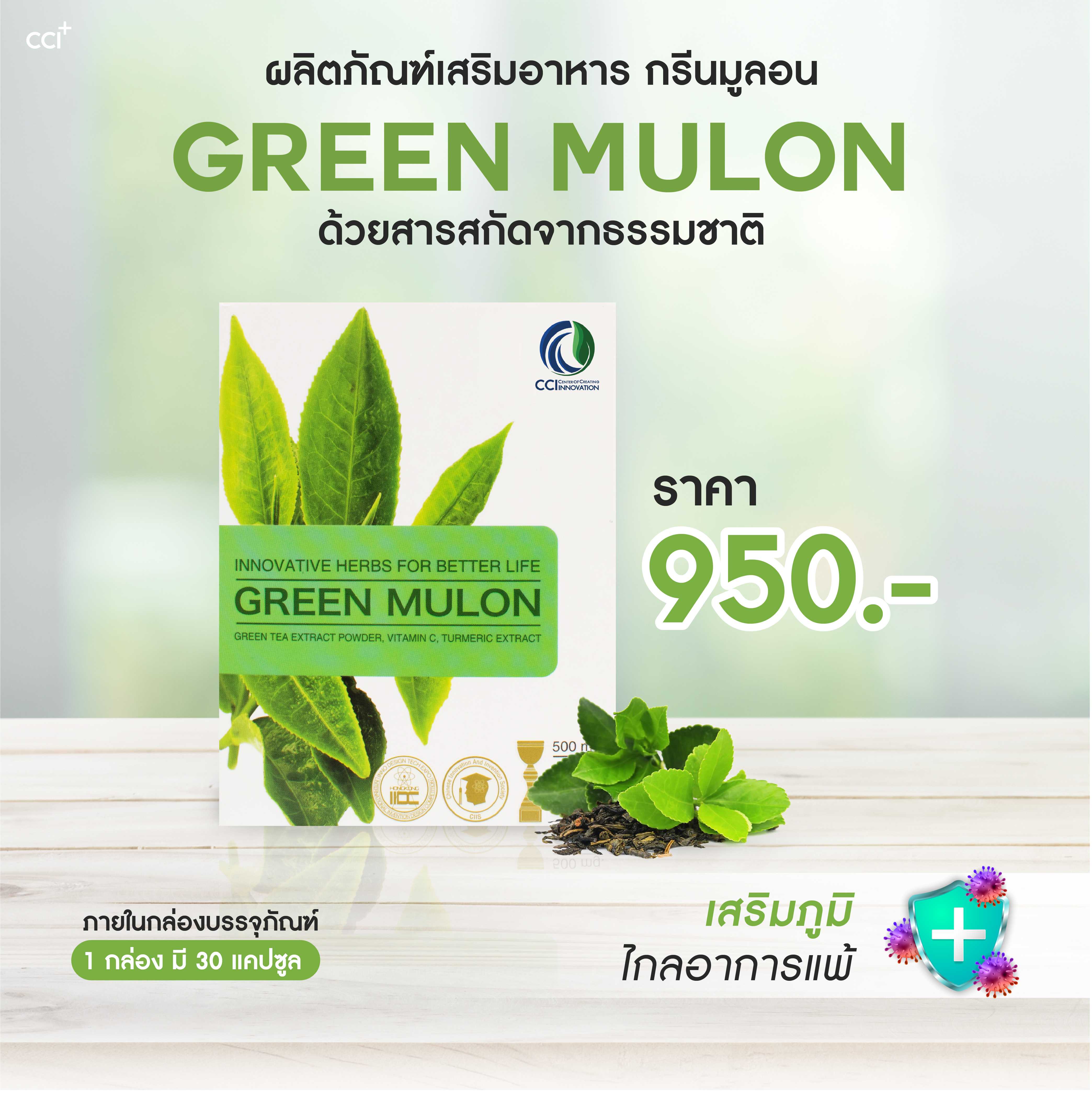 กรีนมูลอน Green mulon (แก้ภูมิแพ้ อาการแพ้ต่างๆ) สารสกัดจากชาเขียว