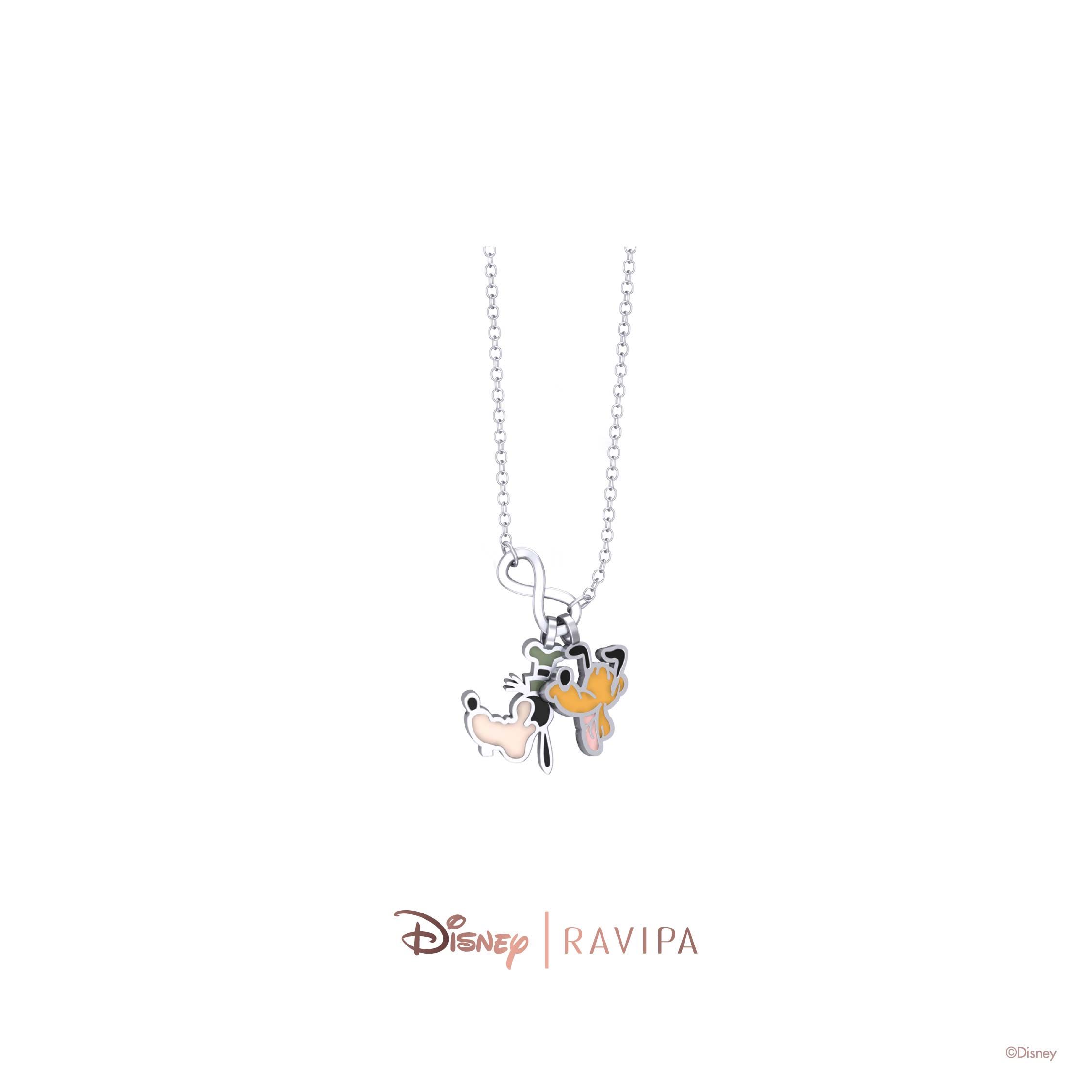 Silver Goofy&Pluto Infinity Necklace