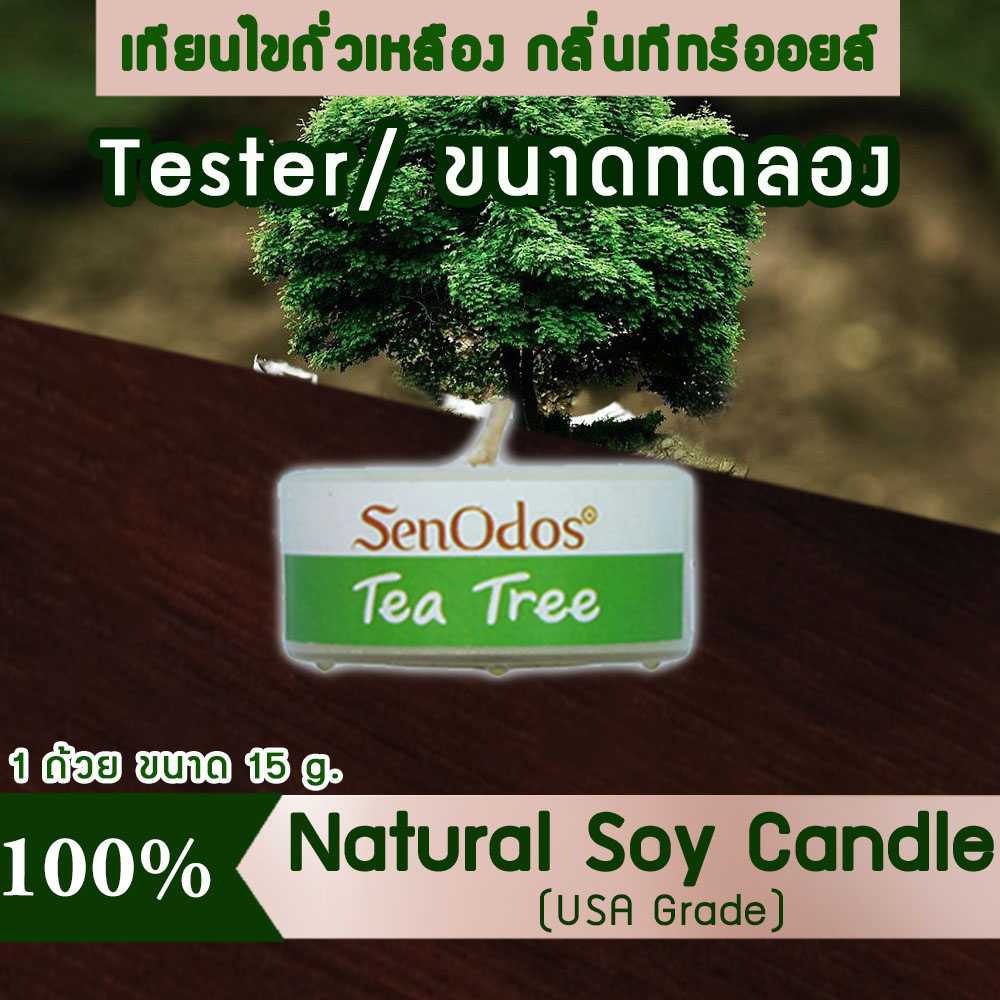 เทียนหอม อโรม่า (ขนาดทดลอง)  Tealight Tea Tree  Soy Candle Aroma  15 g -  กลิ่นทีทรีออยล์แท้