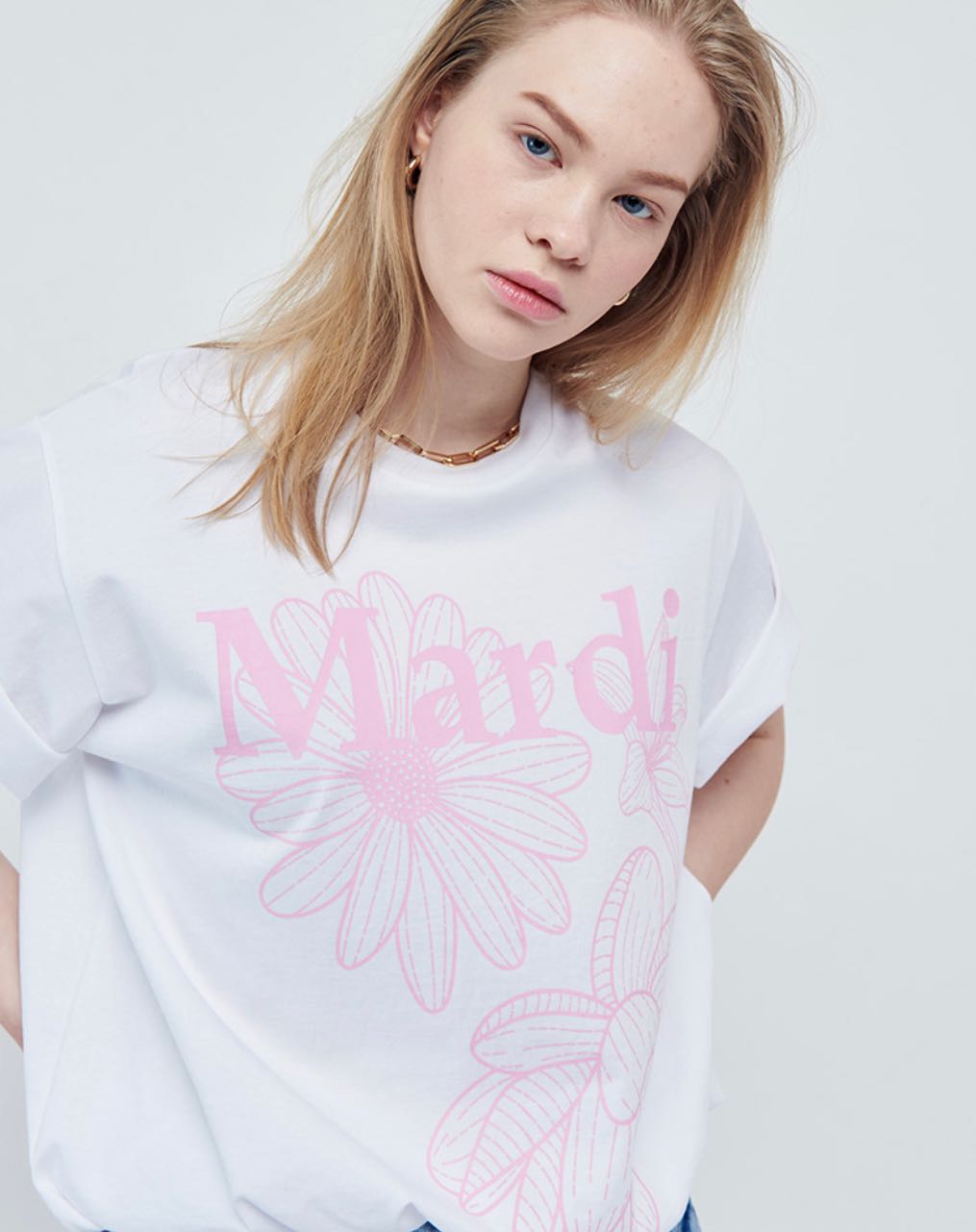 Mardi T-shirt สกรีนชมพู (พร้อมส่ง)