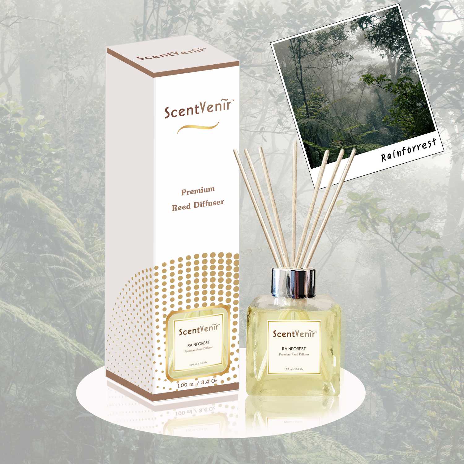 น้ำหอมปรับอากาศ  ก้านหวายกระจายกลิ่น Rainforrest Diffuser กลิ่นเรน ฟอเรส สูตรพรีเมี่ยม  100 ml.