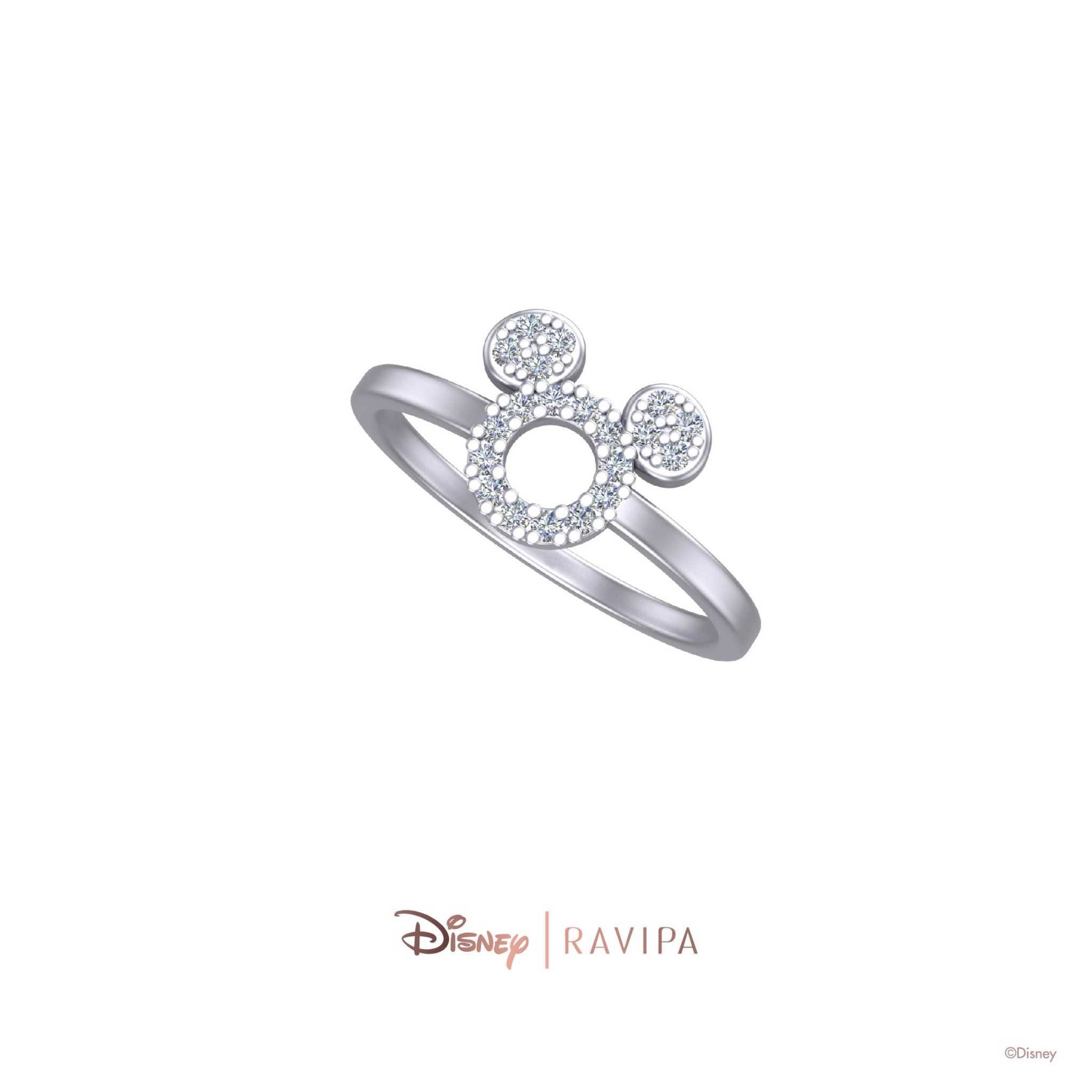 Silver Mickey Mouse Diamond Ring