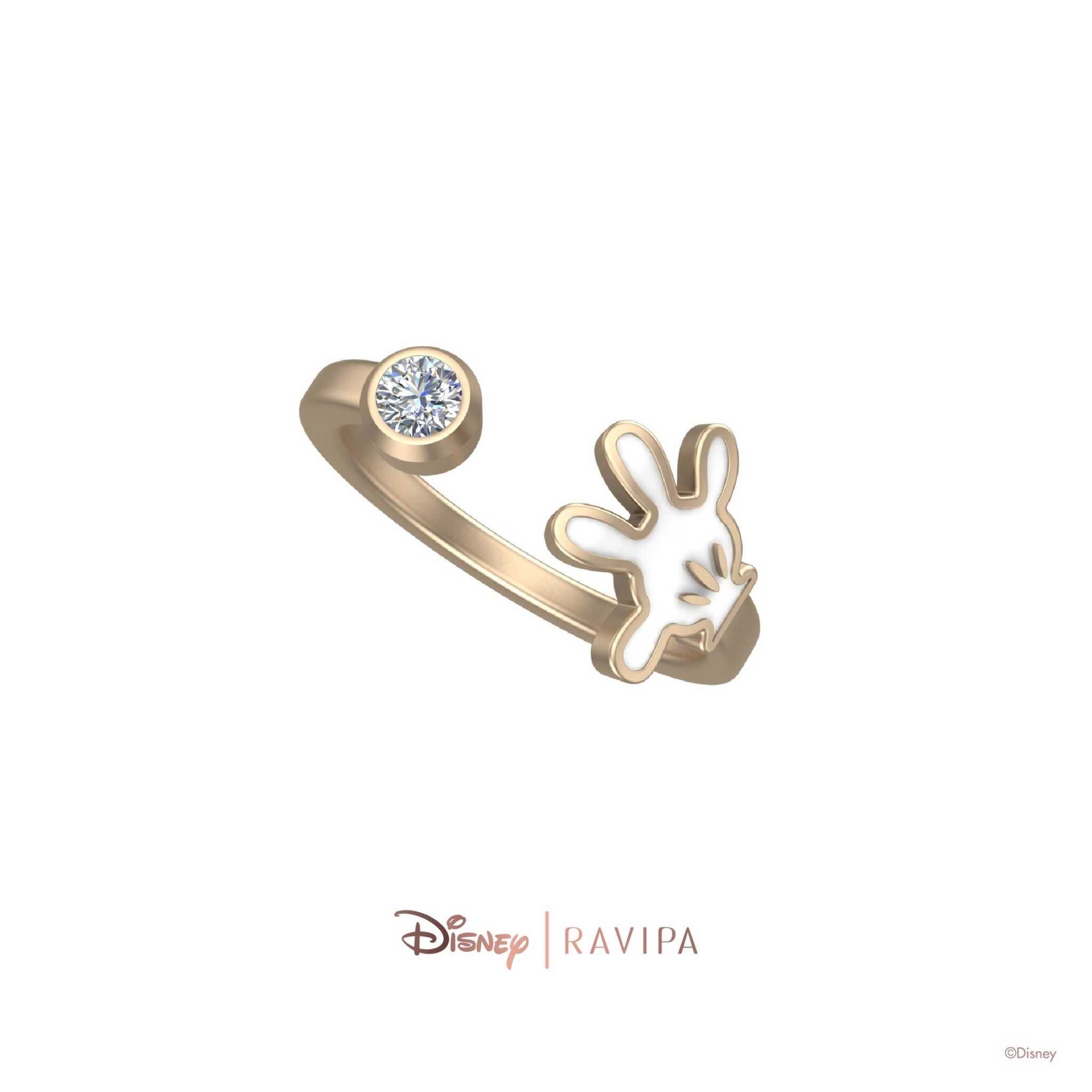 Gold Mickey Mouse Hand Diamond Ring
