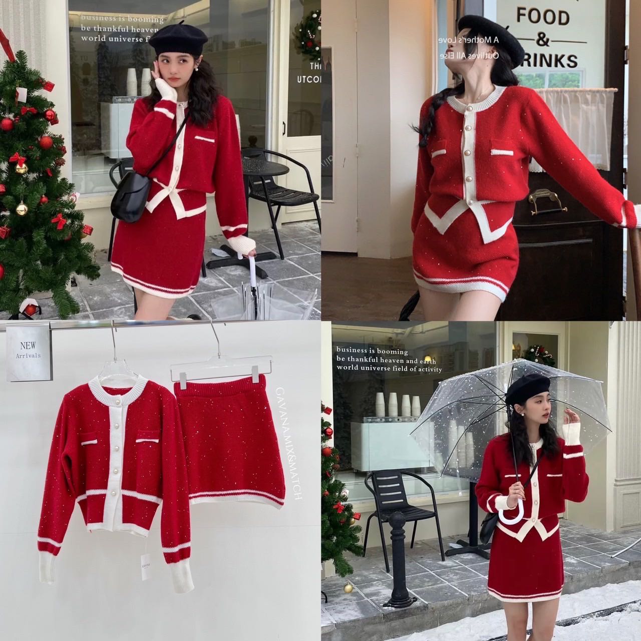 ชุกเซทคริสมาต์สีแดงChristmas knit set