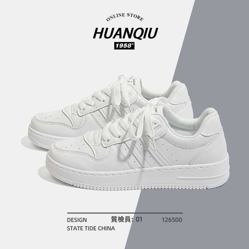 pre-oder รองเท้าผ้าใบขาวล้วน HuanQiu ส้นสูง 3.2 ซม.