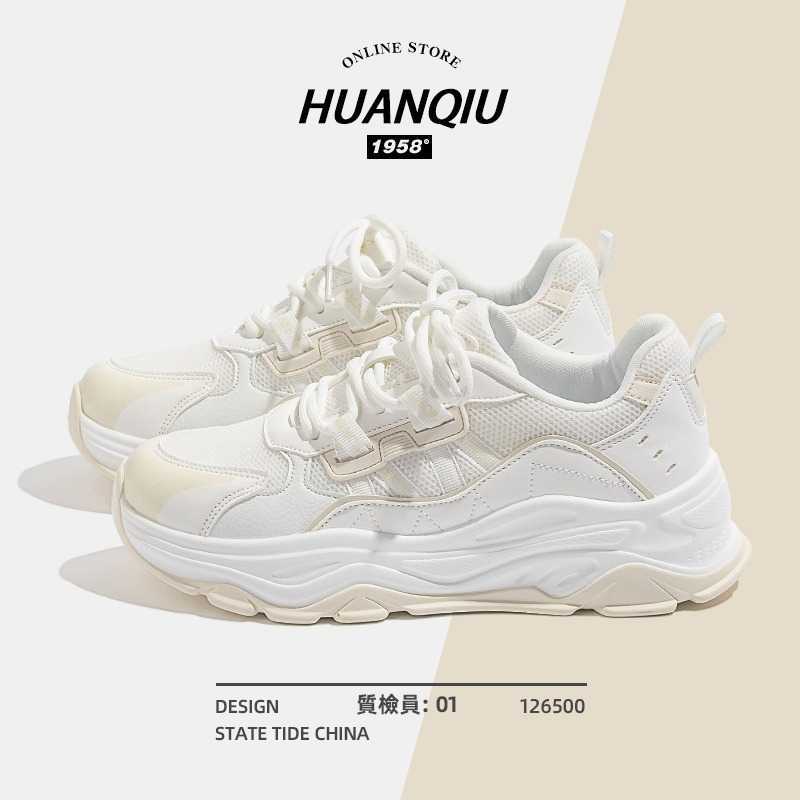 pre-oder รองเท้าผ้าลำลอง All-Match สีครีม  HuanQiu ส้นสูง 4.5 ซม.
