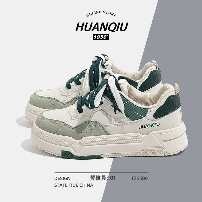 pre-oder รองเท้าผ้าใบสีเขียว all-match  HuanQiu ส้นสูง 3.7 ซม.