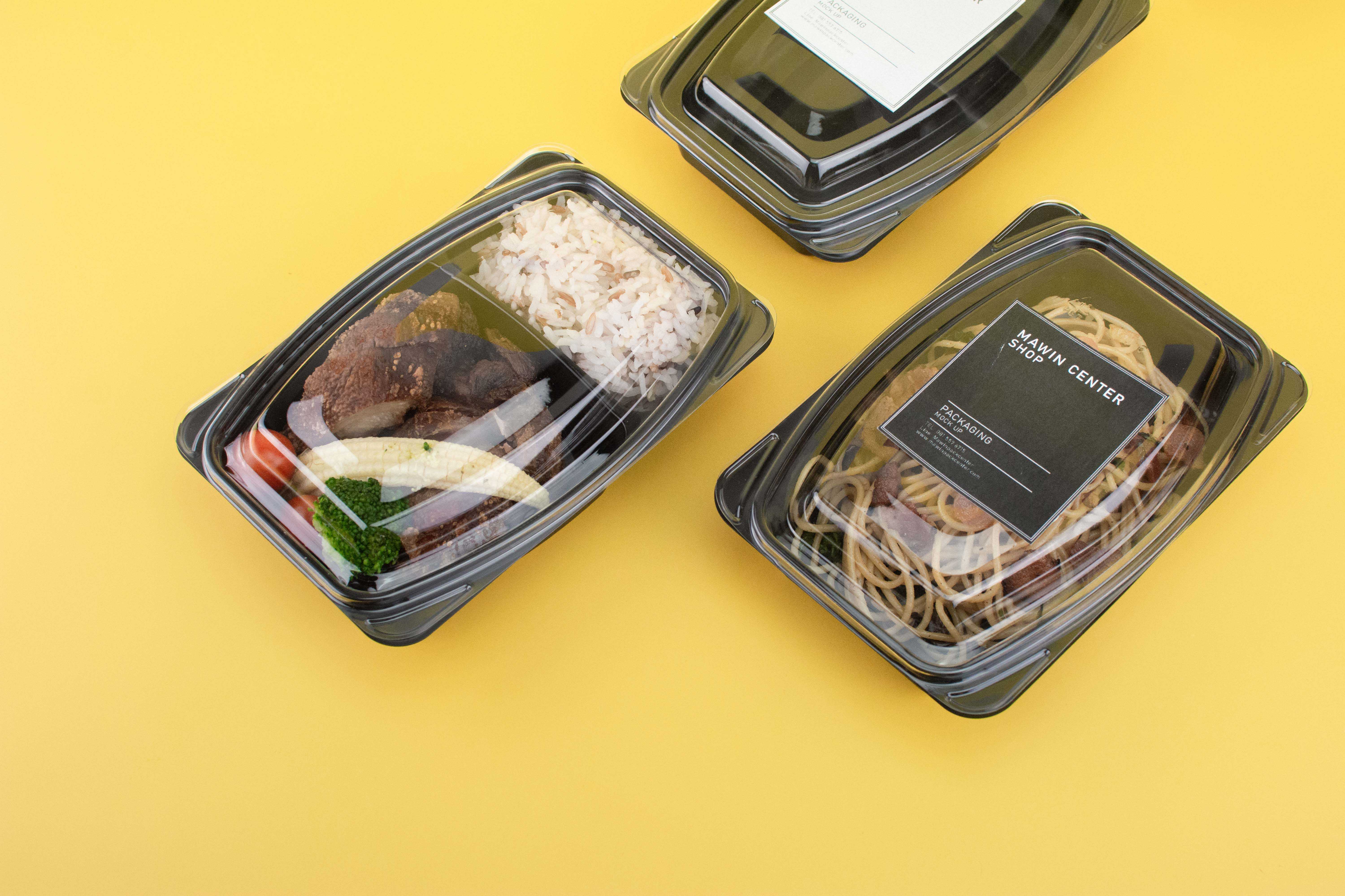 P101CP102BL ถาดเบนโตะ 2 ช่อง (ห่อ25ชุด)