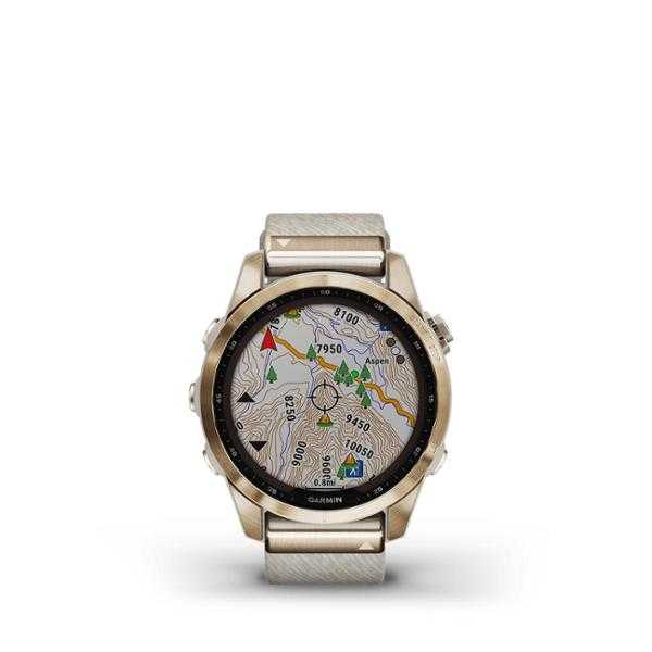 Fēnix 7S Sapphire Solar Cream Gold with Cream Heathered Nylon