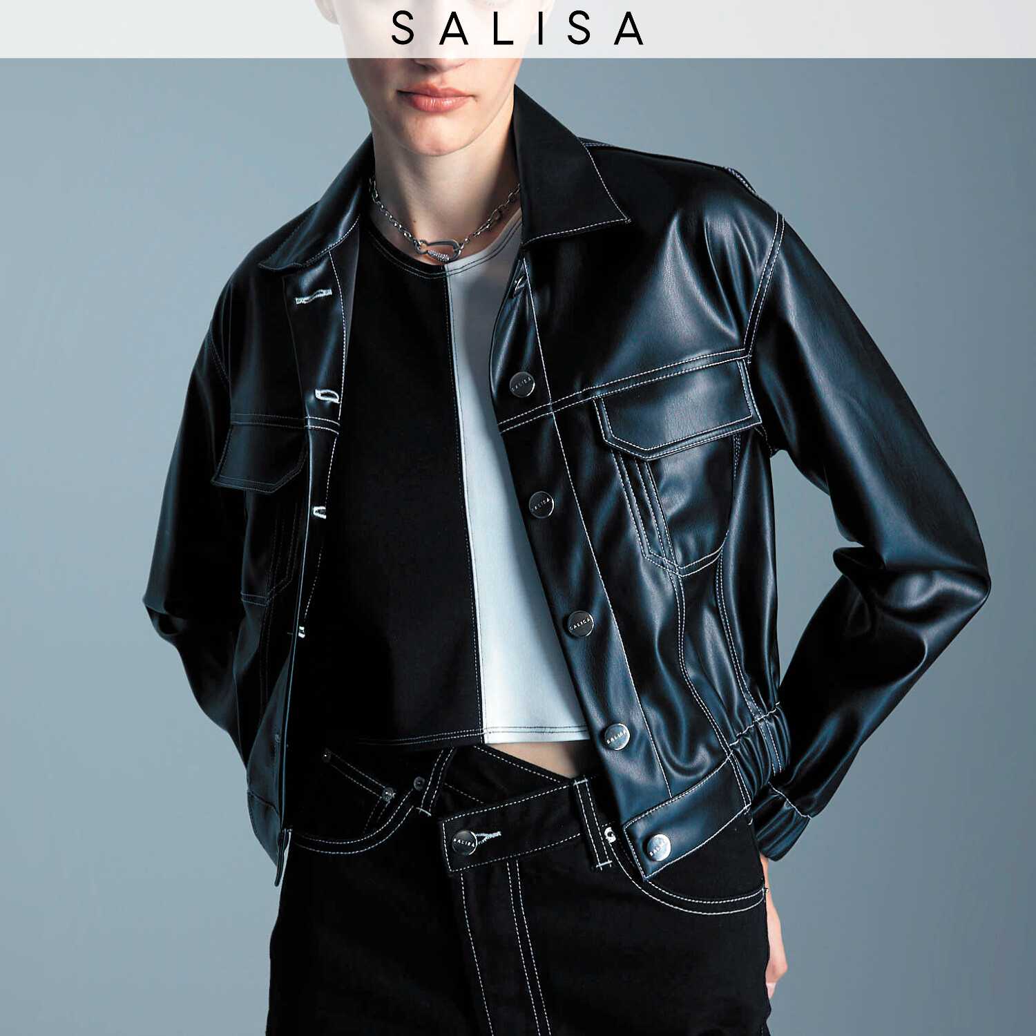 BOMBER JACKET Crop Vegan Leather Black