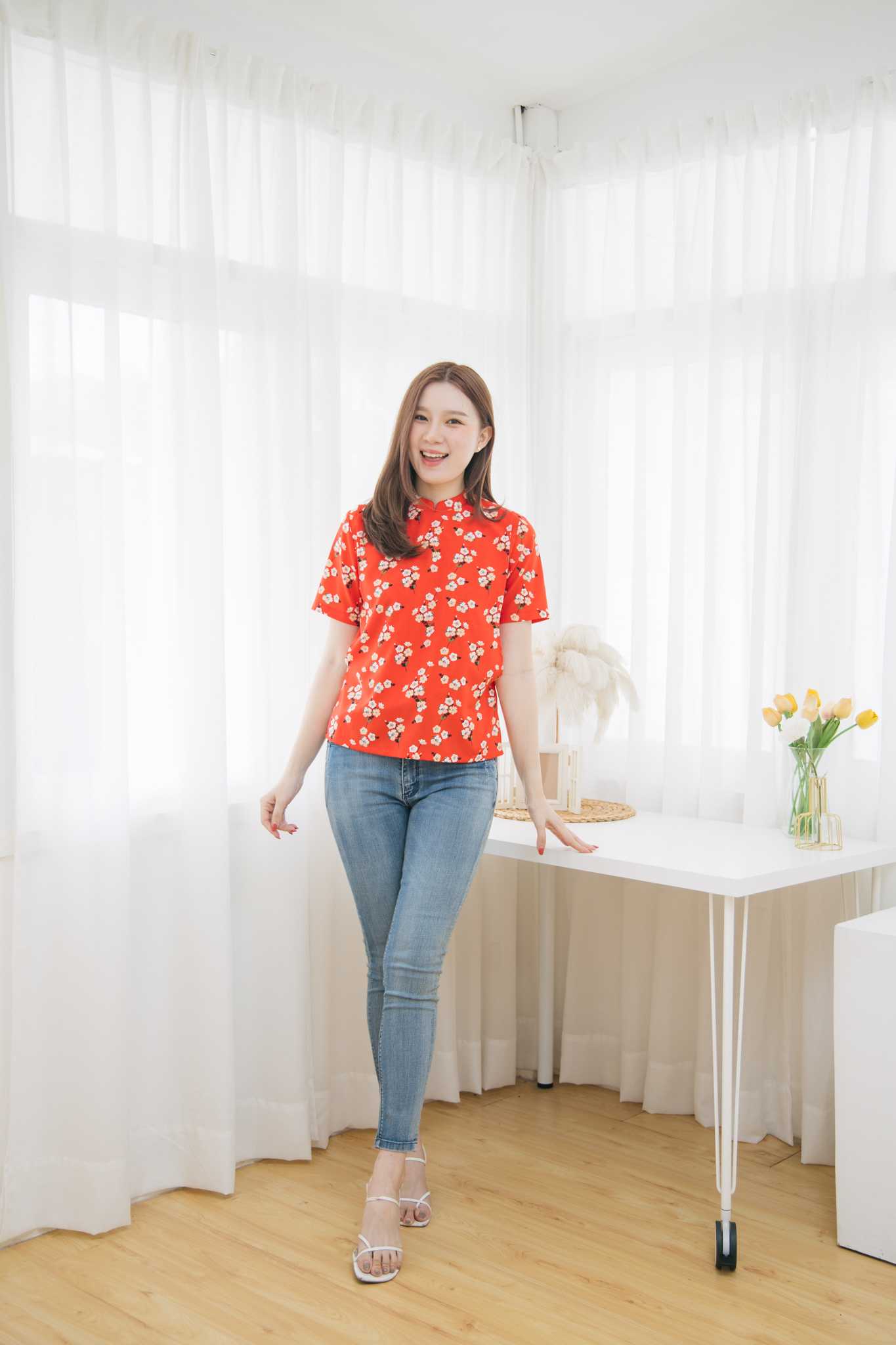เสื้อให้นม Chinese floral top