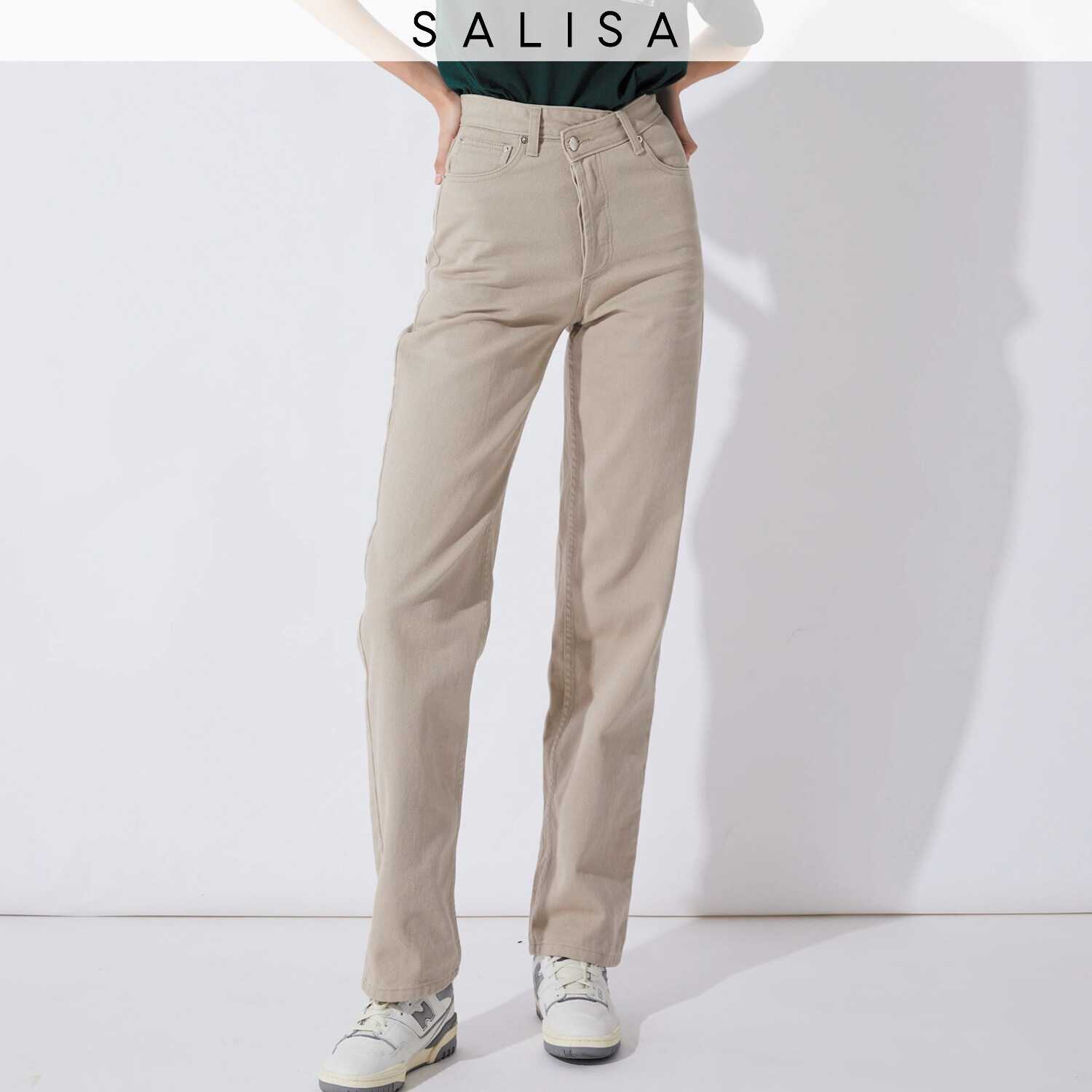 JEANS OVERLAP Beige High Waist