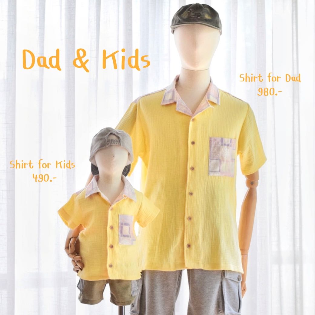 Family Set ชุดครอบครัว พ่อ และลูกชาย  - ลาย Purple Paisley Patchwork 