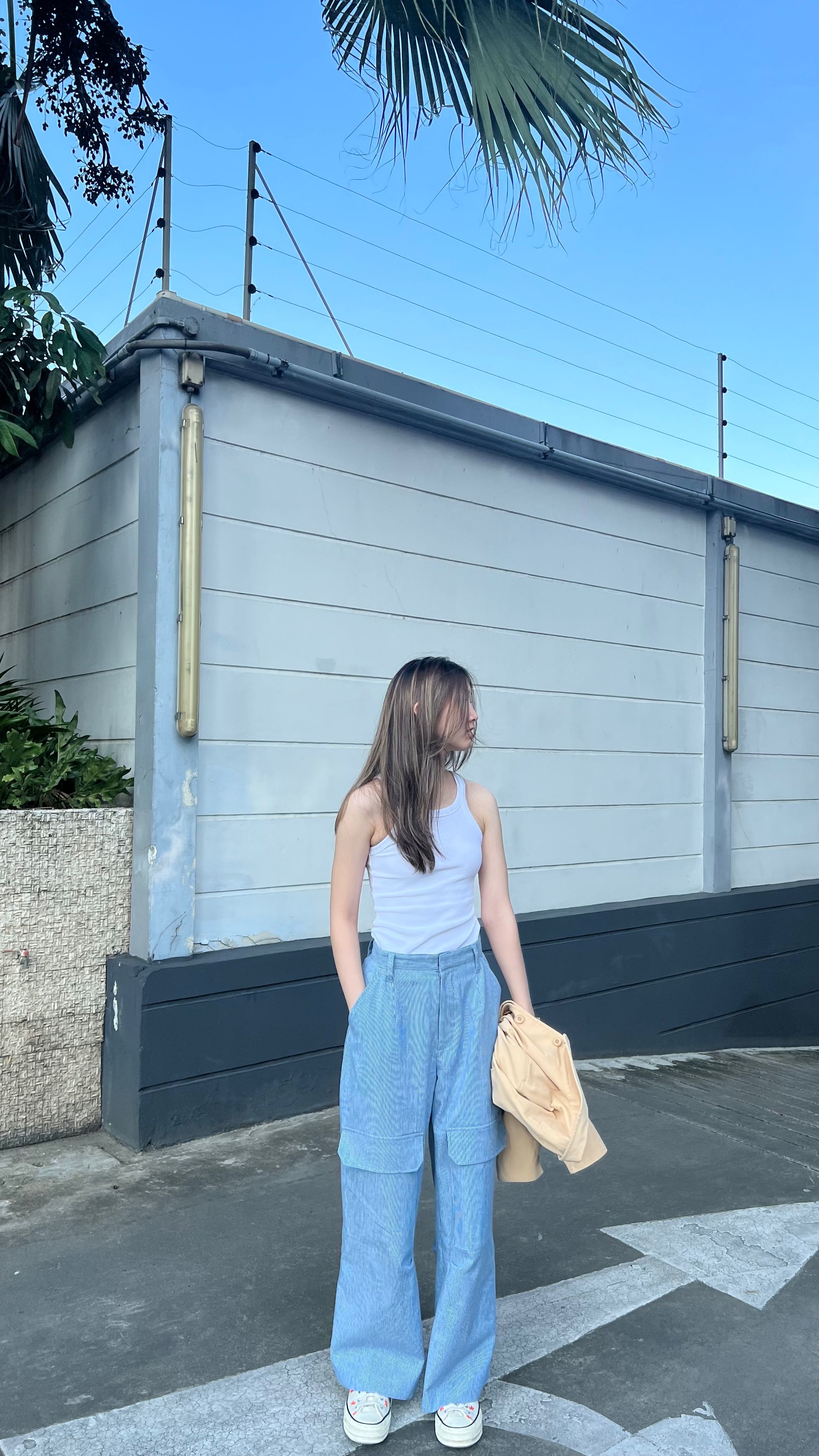 Brooklyn Cargo Pant in Light Blue Strip (Denim)