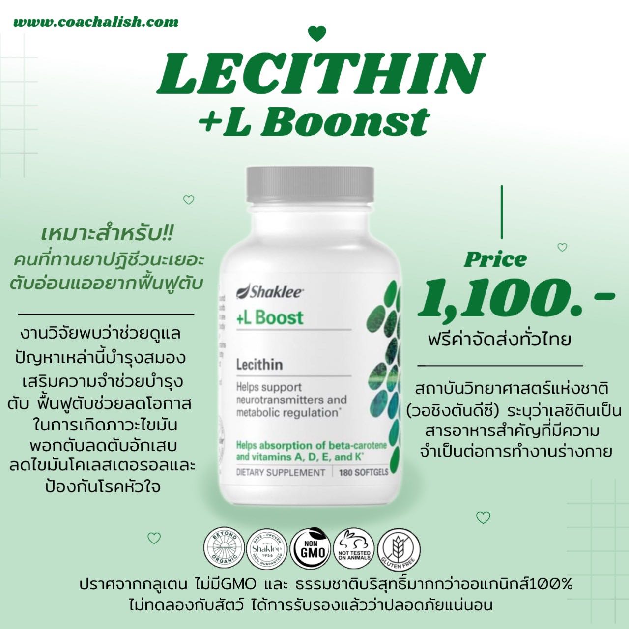(พร้อมส่งในไทย) เลซิติน ฟื้นฟูตับ - แบรนด์ Shaklee