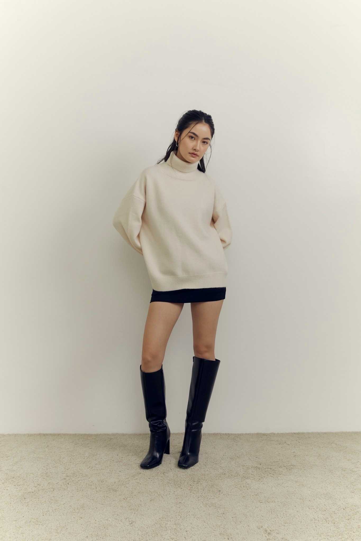 High Neck Plain Sweater