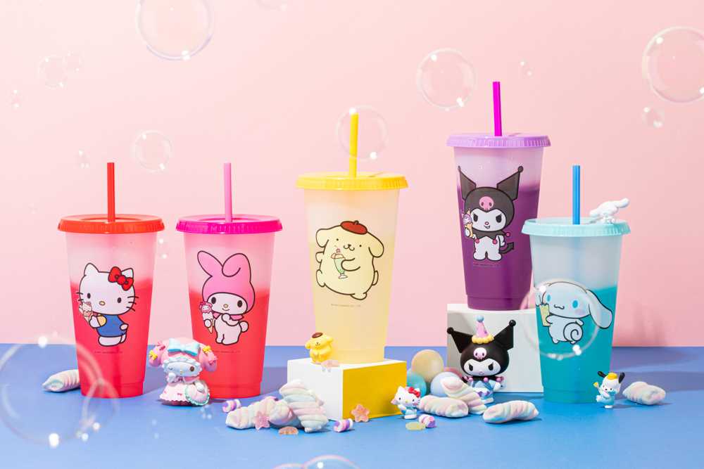 ( พร้อมส่ง ) Sanrio Color Changing Reusable Cold Cups ชุดแก้วเปลี่ยนสี 5 ชิ้น