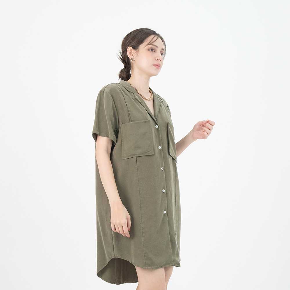 QueenCows ชุดให้นม Peller Linen Dress Shirt (Olive)