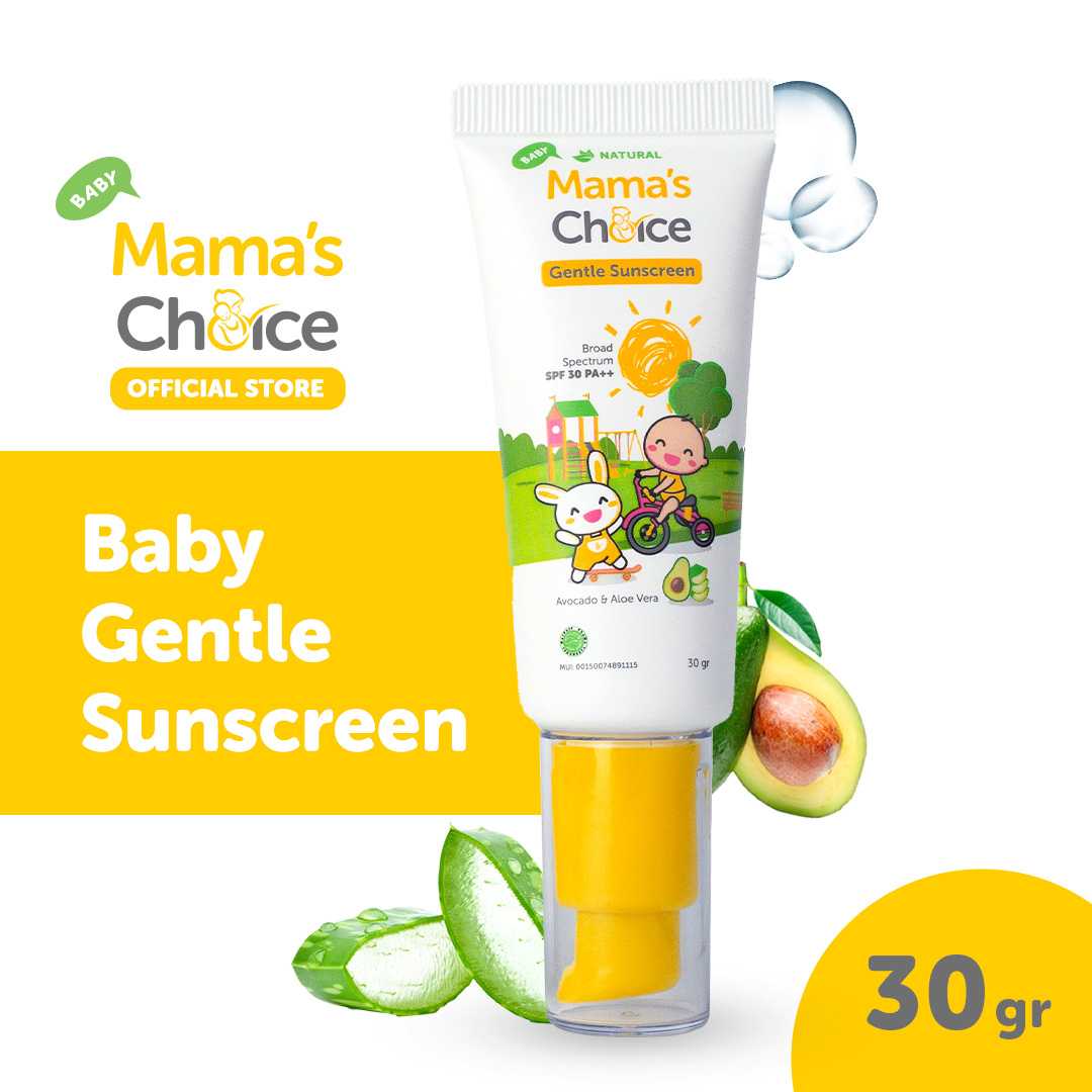 Mama's Choice ครีมกันแดดเด็ก 6 เดือนขึ้นไป SPF 30 PA++ ปราศจากแอลกอฮอล์และน้ำหอม |  Gentle Sunscreen