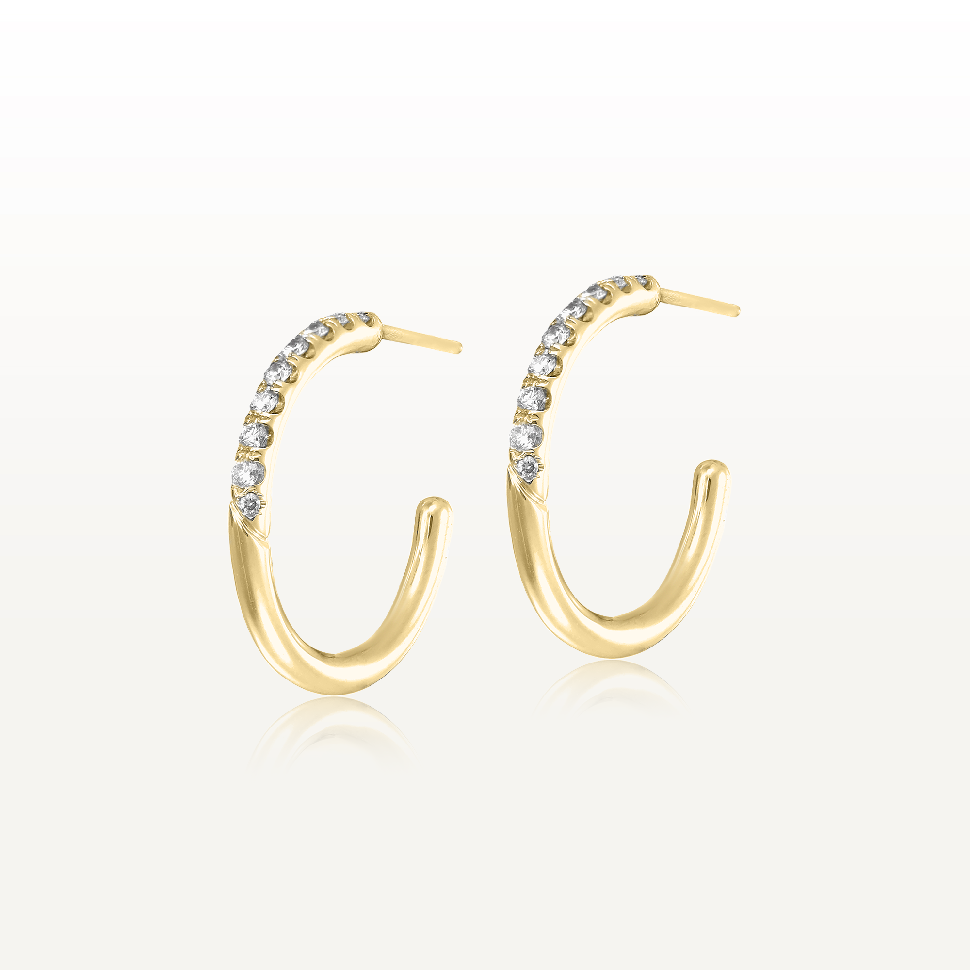 Big Yellow Gold Diamond Hoop Earrings