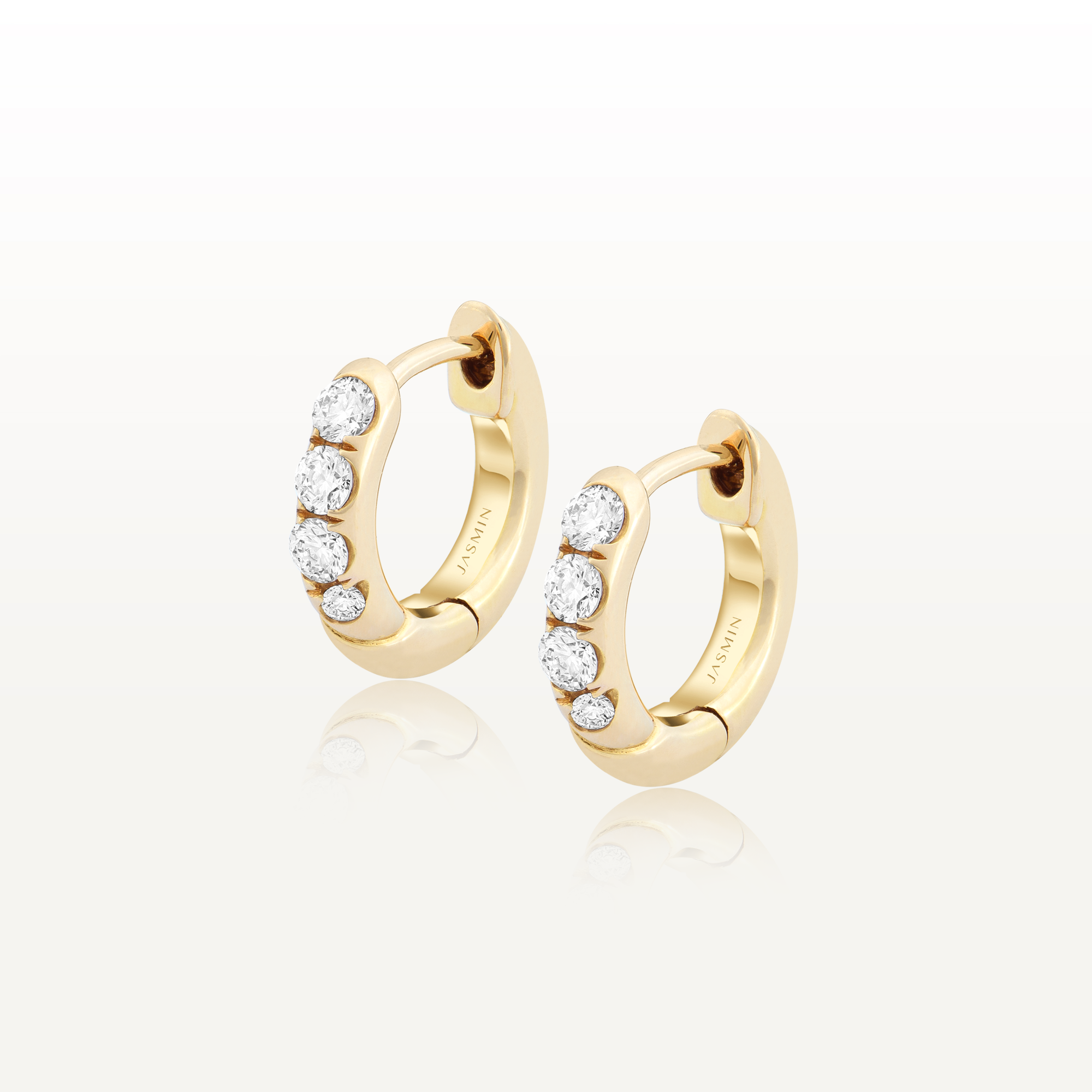 Mini Yellow Gold Diamond Hoop Earrings