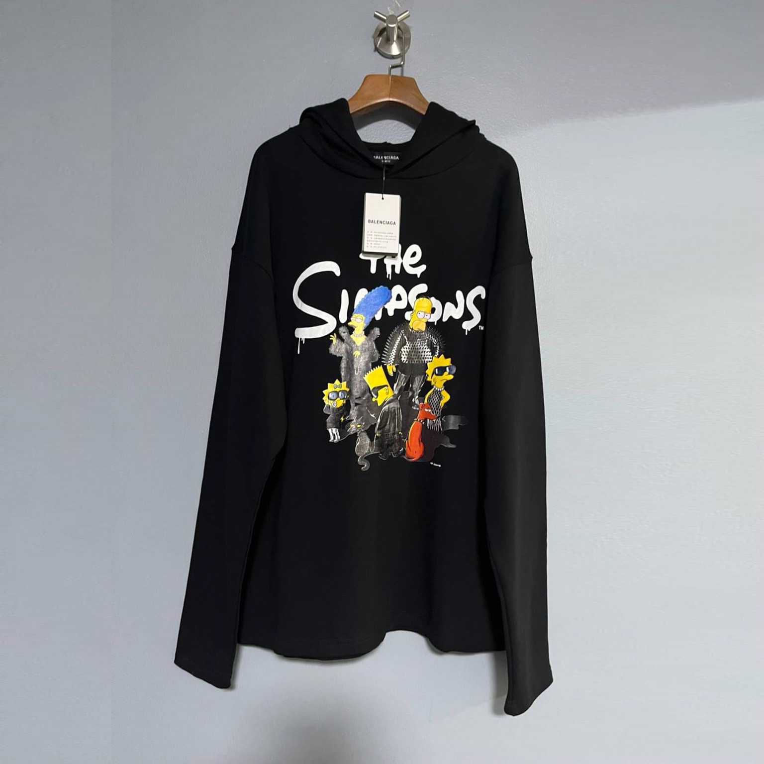 BALENCIAGA X THE SIMPSONS PRINT BLACK COTTON HOODIE เสื้อฮู้ด บาลองเซียก้า การ์ตูนครอบครัวซิมสัน