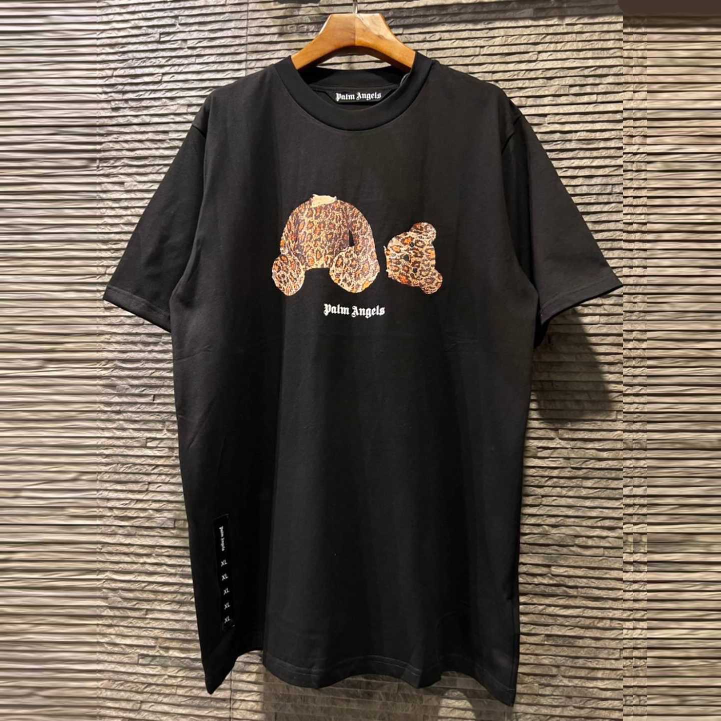PALM ANGELS LEOPARD KILL THE BEAR TEE BLACK เสื้อยืดคอกลมแขนสั้น หมีเทดดี้ ปาล์มแองเจิล