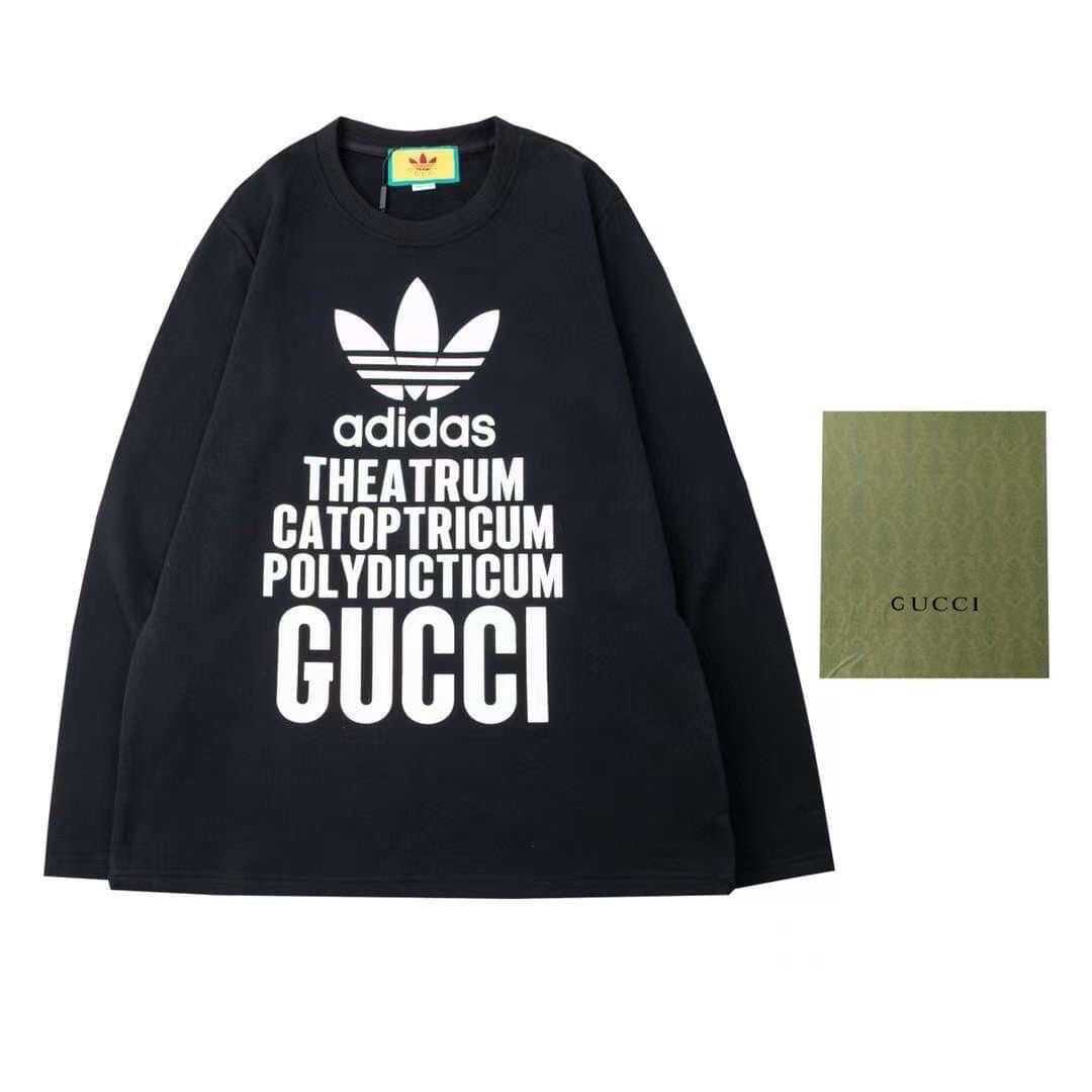 GUCCI X ADIDAS THEATRUM CATOPTRICUM POLYDICTICUM PRINT LONG COTTON T-SHIRT กุชชี่ อดิดาส