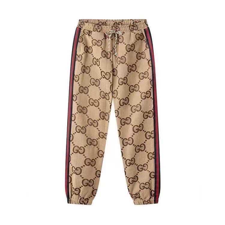 GUCCI JUMBO GG PRINT RED & GREEN STRIPE JOGGER PANTS กางเกงจ็อกเกอร์ เอวยางยืด จั๊มขา กุชชี่
