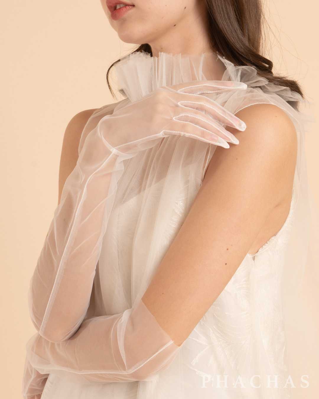 Bridal Gloves Off-White Mesh (พร้อมส่ง)